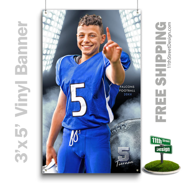 Custom Sports Banner Smokey Lights Football