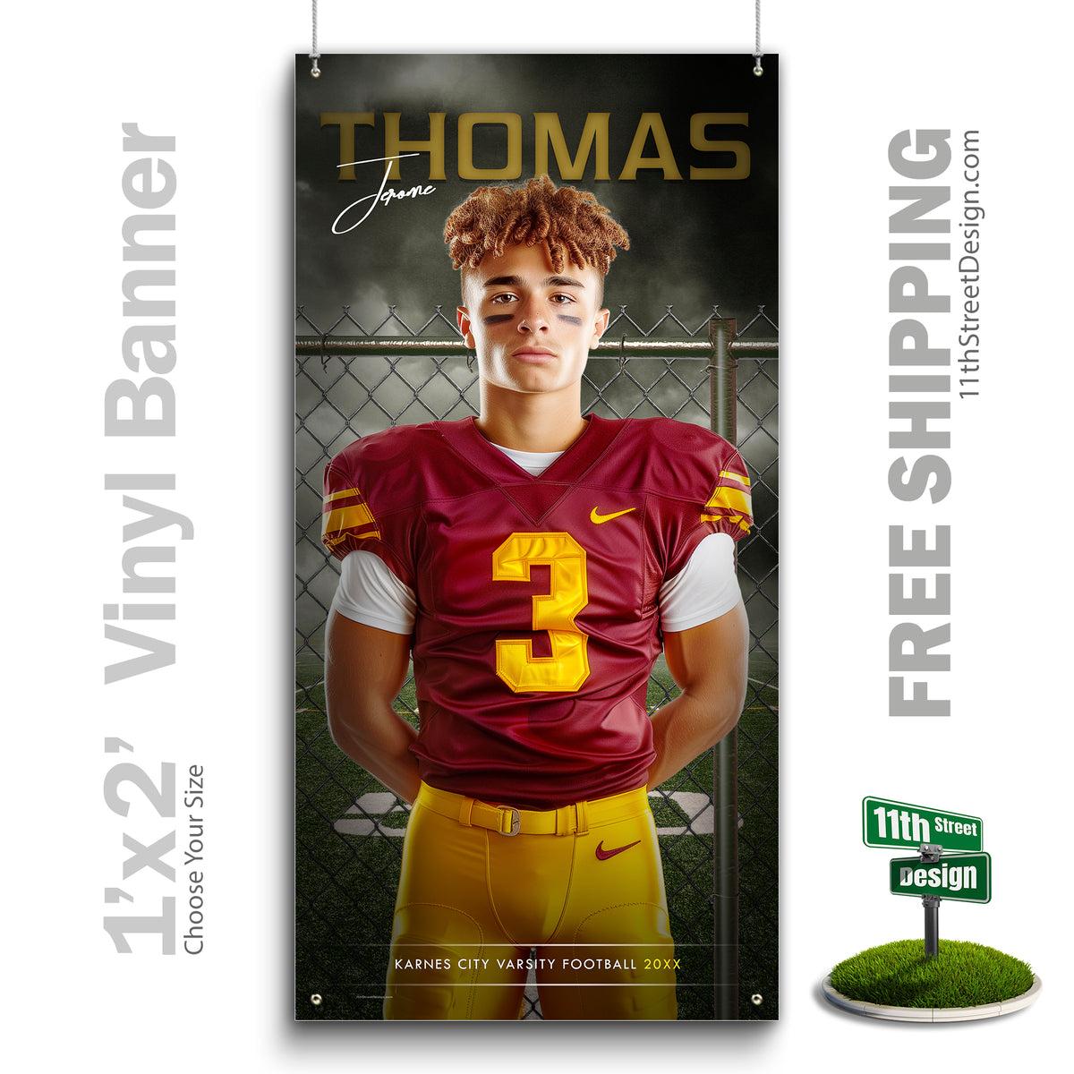 Custom Vinyl Banners, Senior Night Gifts, Custom Poster, Senior Poster, Senior Banner, Custom Sports Poster, Custom Sports Banner, Football Poster, Football Banner, Football Print, Football Senior, Football Digital, Vinyl Football