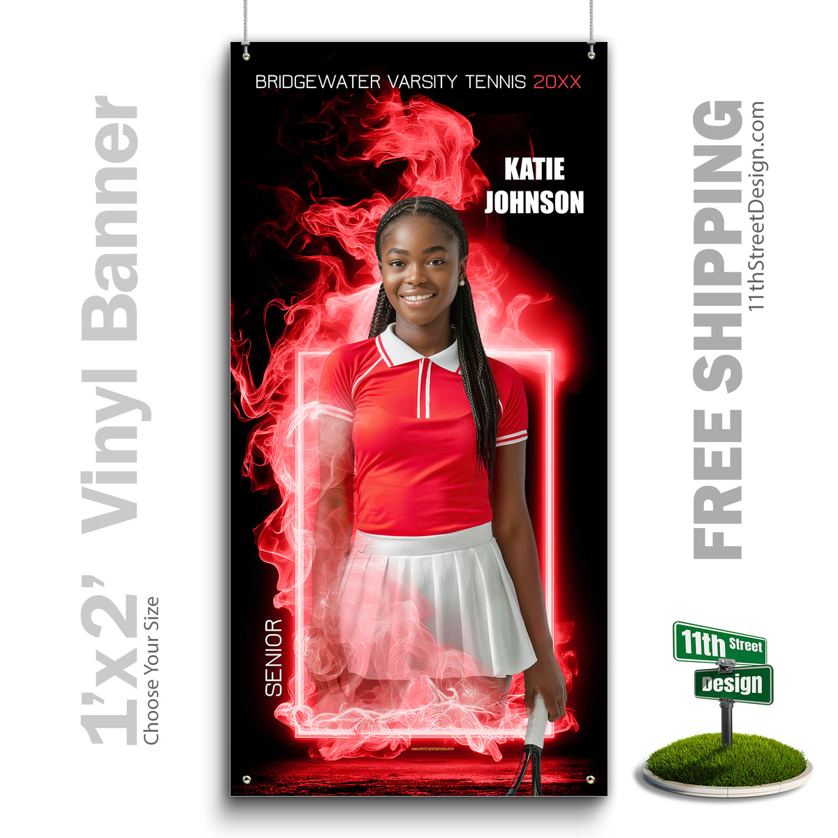 Custom Sports Banner - Fire Frame Tennis