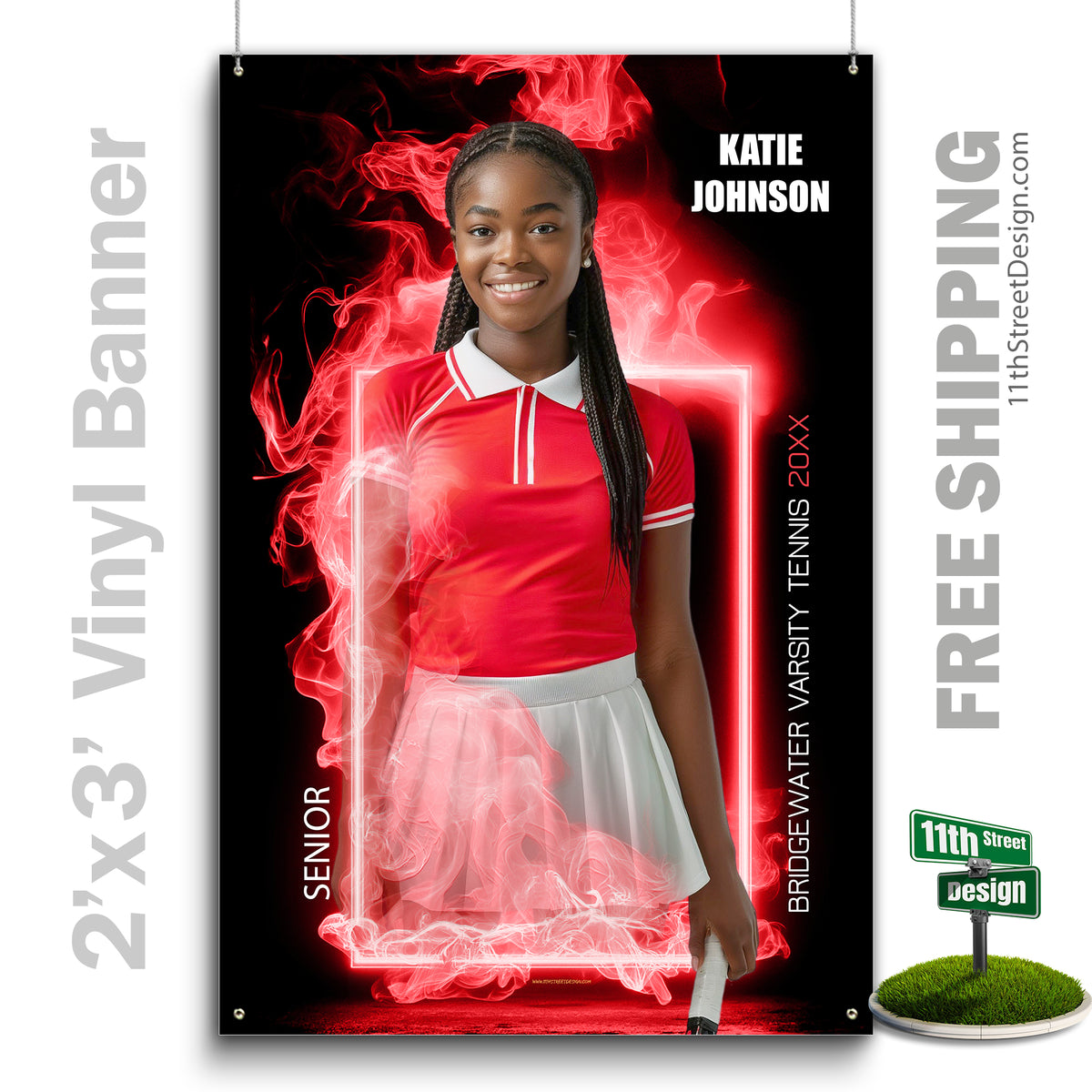 Custom Sports Banner - Fire Frame Tennis