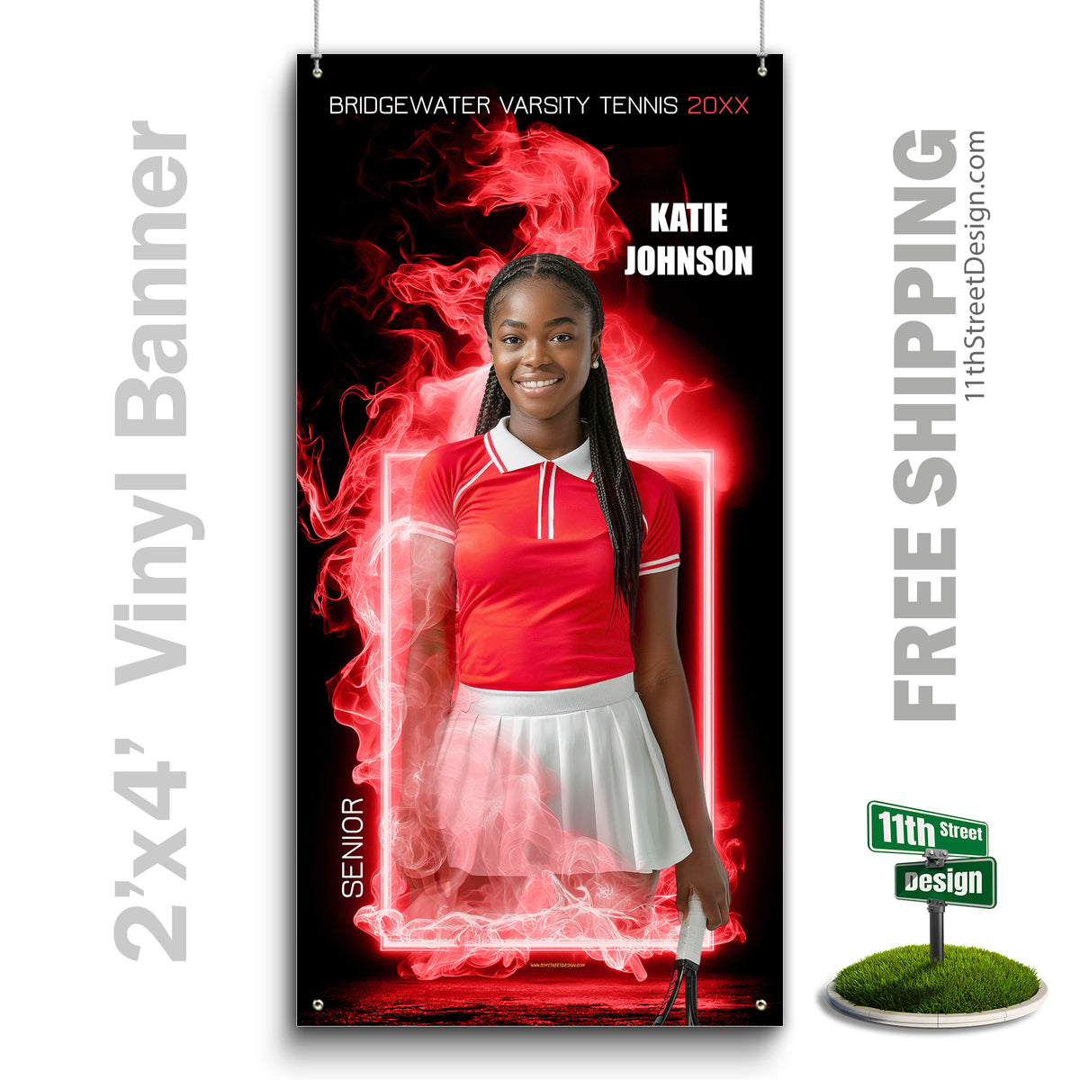 Custom Sports Banner - Fire Frame Tennis