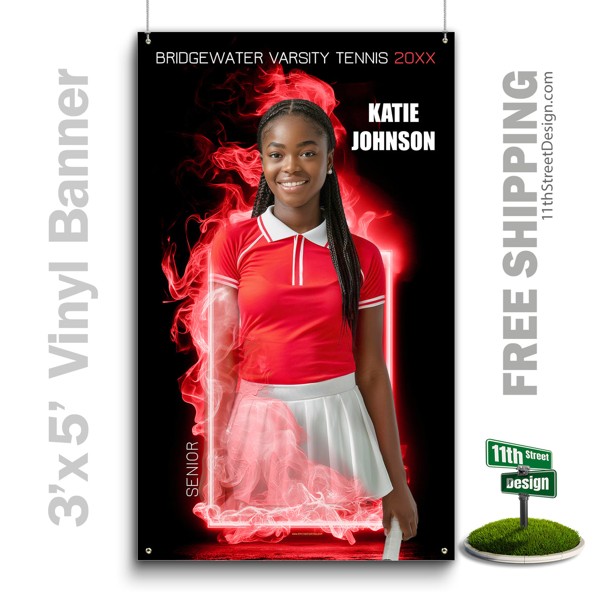 Custom Sports Banner - Fire Frame Tennis