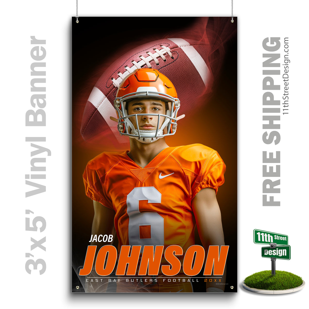 Custom Vinyl Banners, Senior Night Gifts, Custom Poster, Senior Poster, Senior Banner, Custom Sports Poster, Custom Sports Banner, Football Poster, Football Banner, Football Print, Football Senior, Football Digital, Vinyl Football