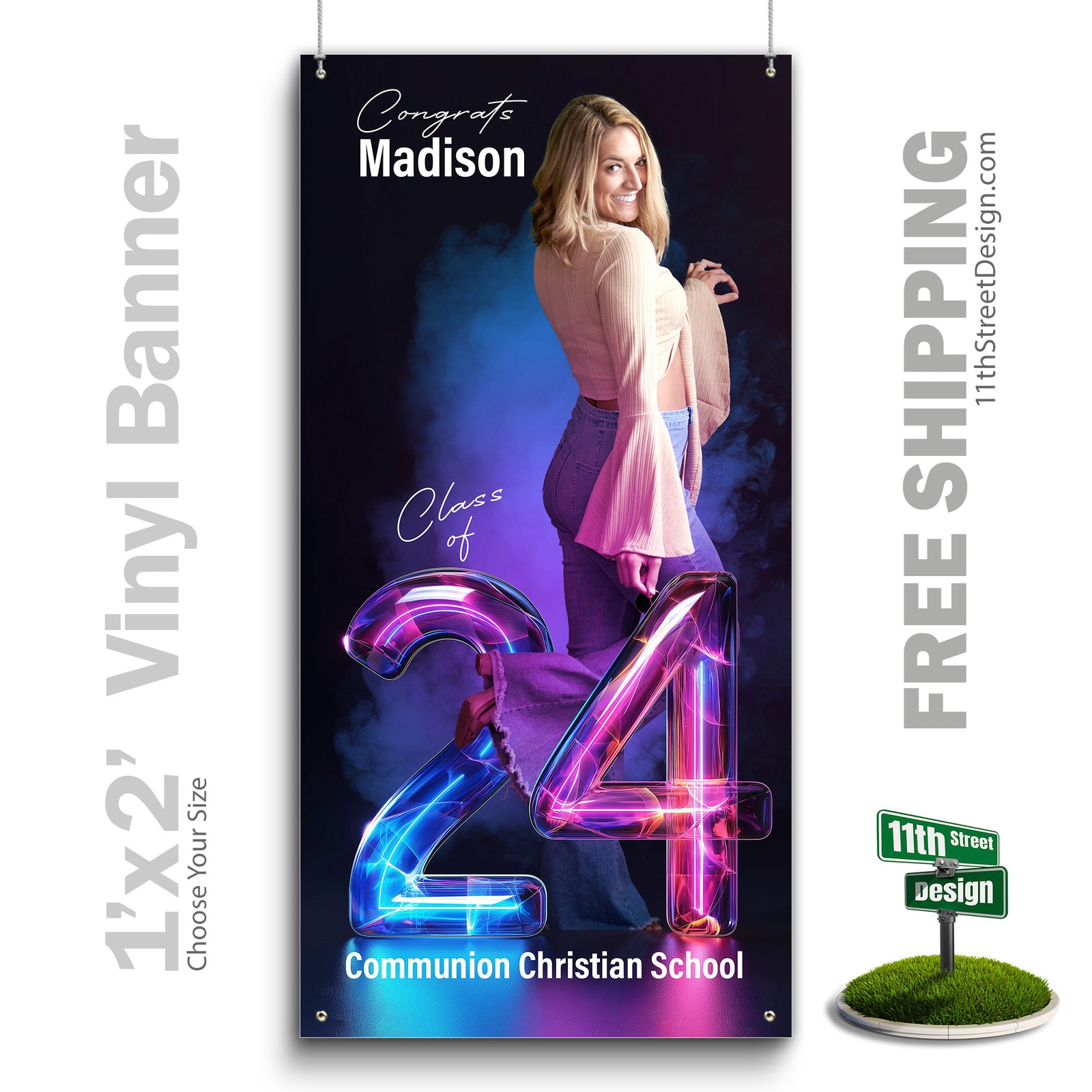 custom photo sign, graduation sign, graduation banner, grad sign, grad banner, grad party sign, grad party banner, custom grad sign, college grad sign, graduation yard sign, grad photo sign, grad photo banner, Class of 2024