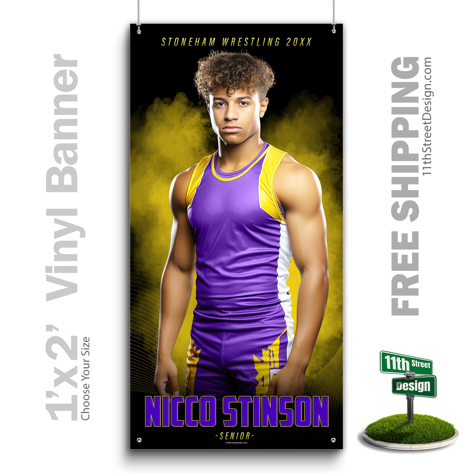 Custom Vinyl Banners, Senior Night Gifts, Custom Poster, Senior Poster, Senior Banner, Custom Sports Poster, Custom Sports Banner, Wrestling Poster, Wrestling Banner, Wrestling Print, Wrestling Senior, Wrestling Digital, Vinyl Wrestling
