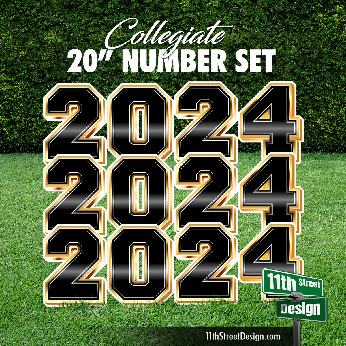 20 Inch Collegiate Numbers Class of 2024 Graduation Yard Cards 3 Sets