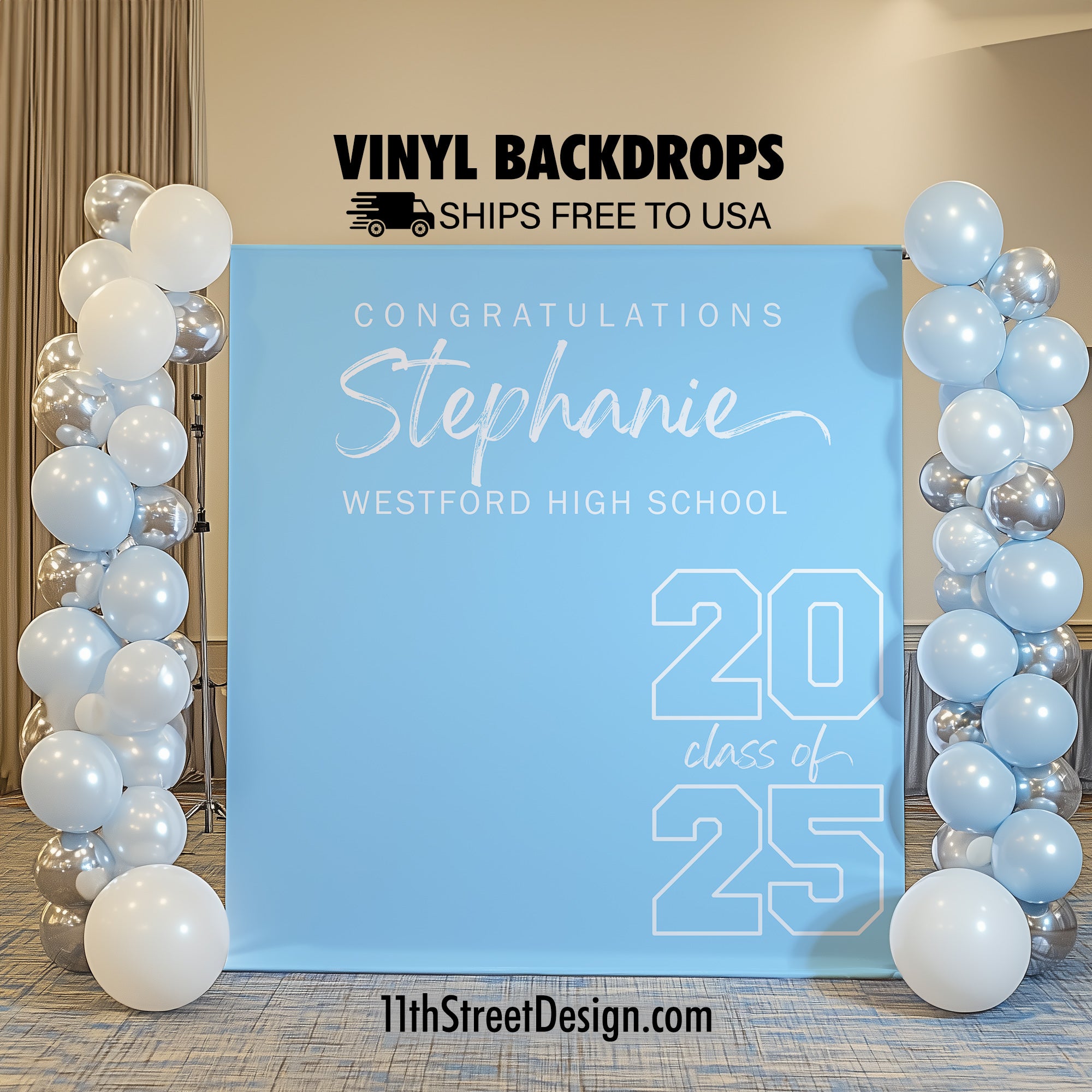 Grade R Graduation Backdrop Sign 11th Street Design | Custom Graduation Backdrop | Simply Grad