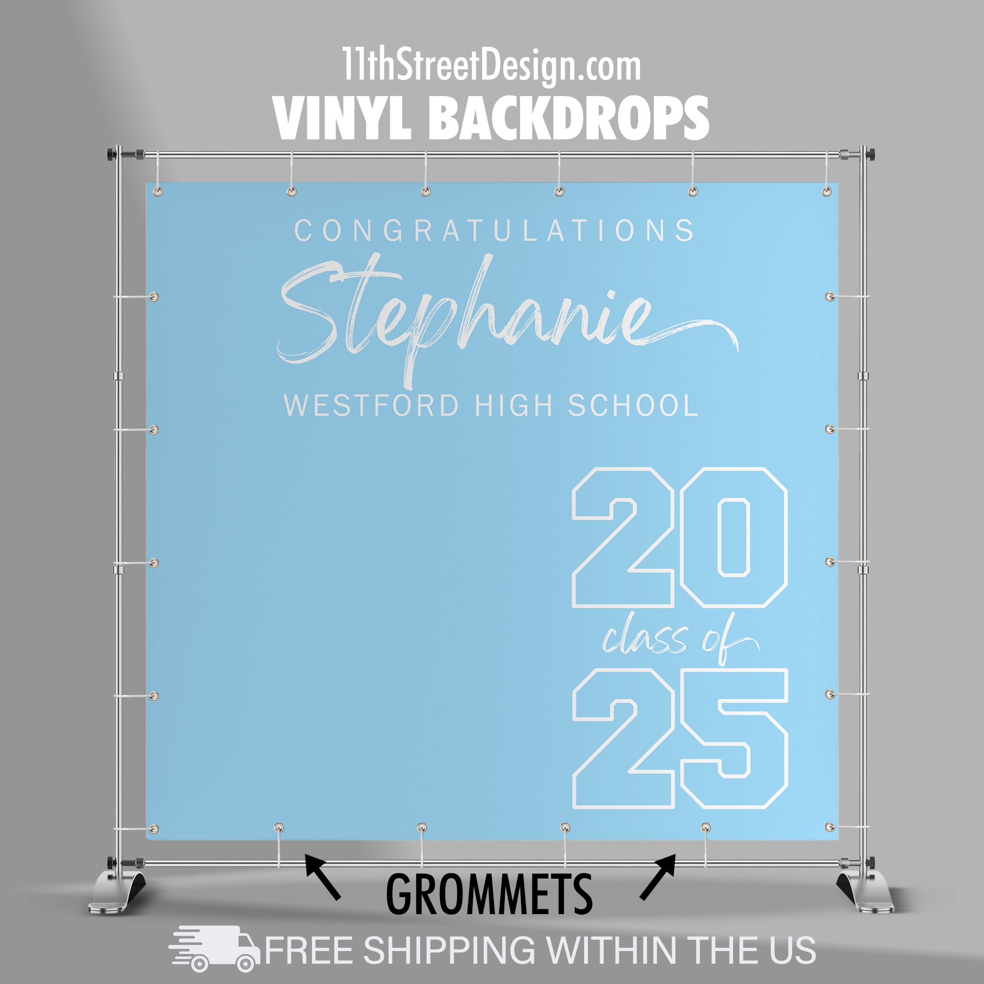11th Street Design | Custom Graduation Backdrop | Simply Grad