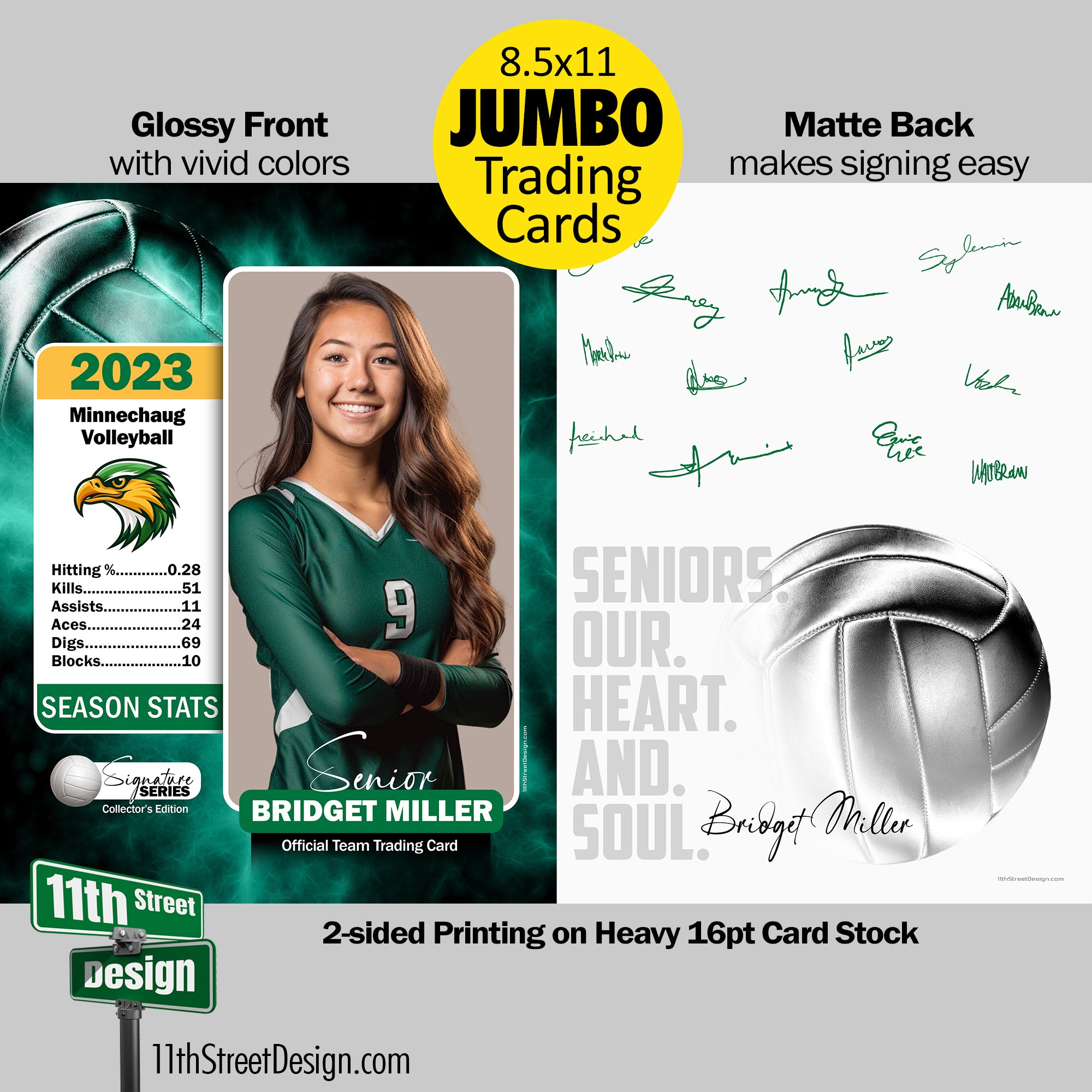 Volleyball Rookie Card JUMBO Trading Card - Electric Explosion Volleyball - 11th Street Design