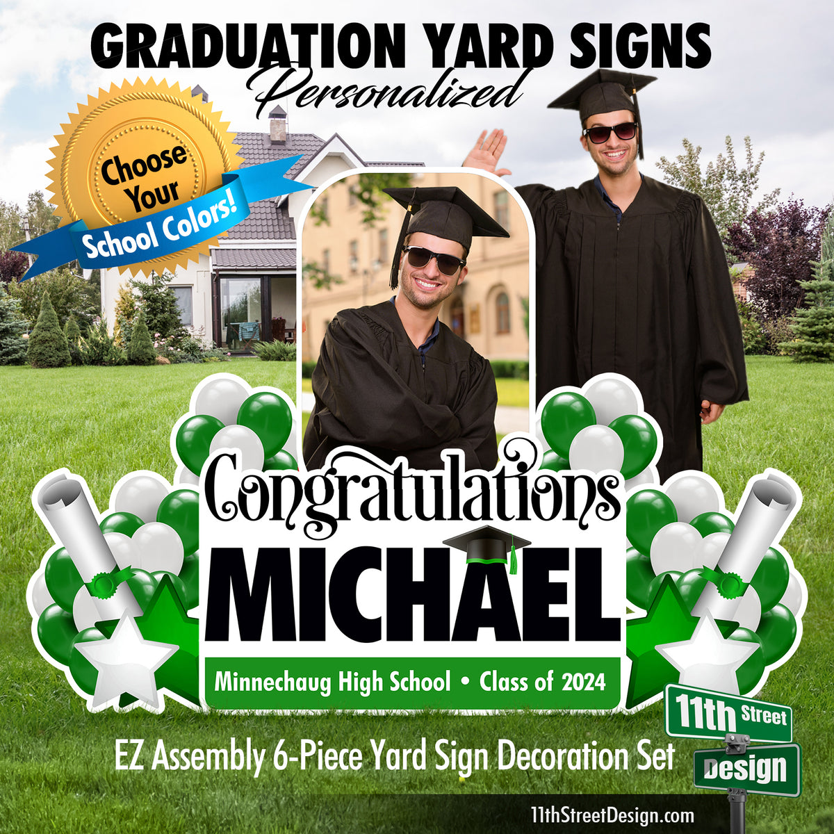 Personalized Graduation Party Lawn Sign Decorations, Yard Card Keepsake With Photo