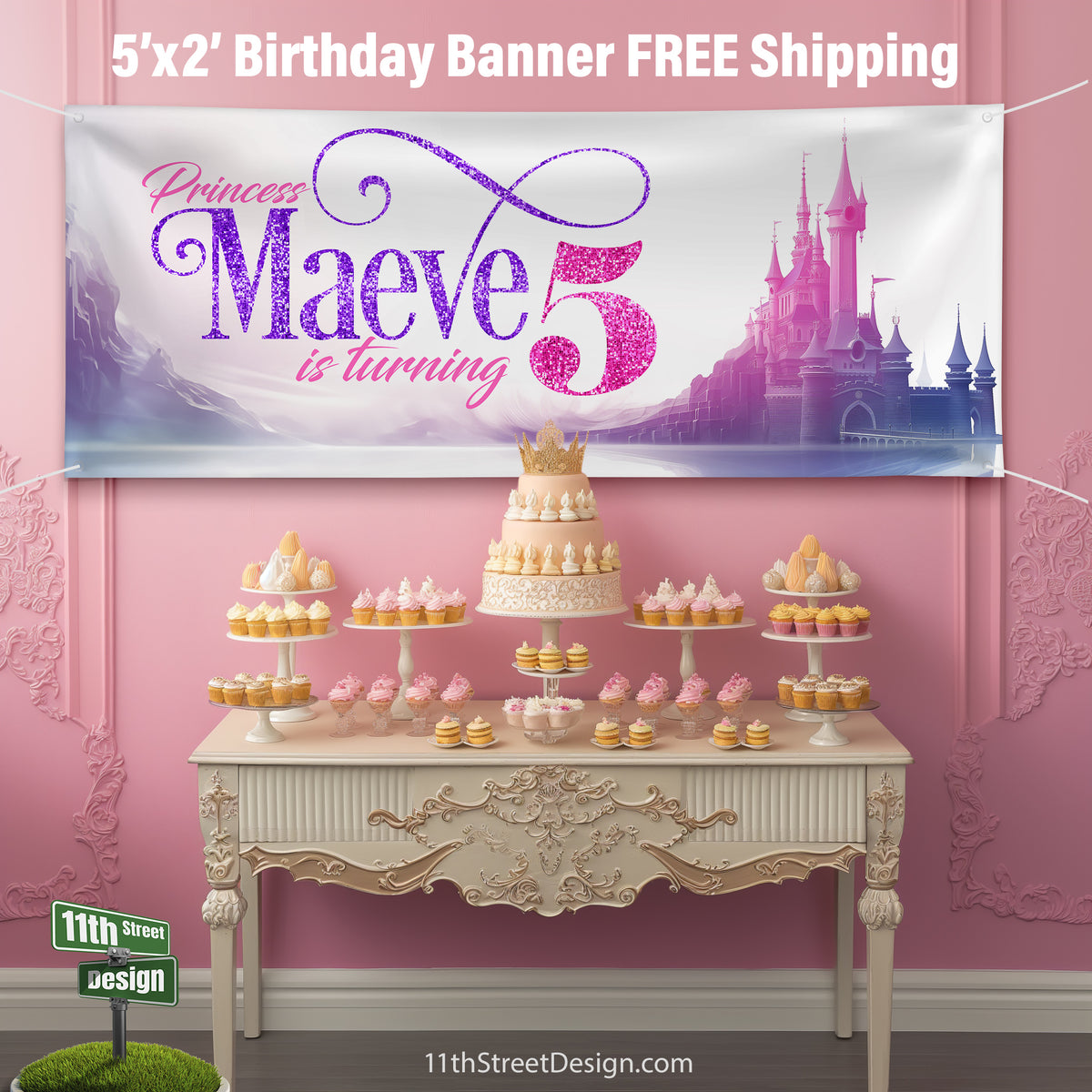 Custom Princess Birthday Party Banner