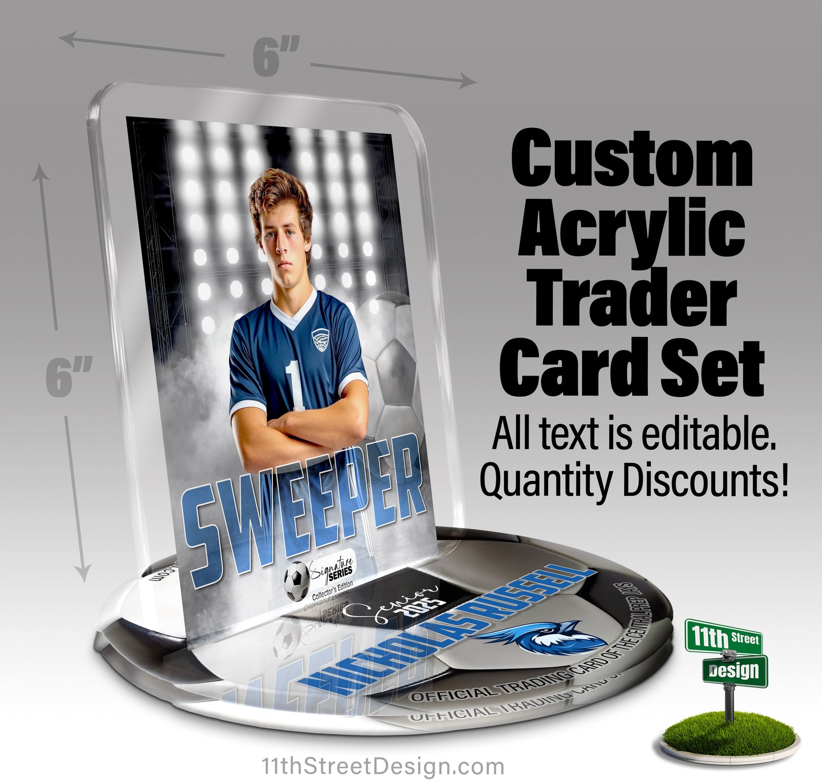 Custom Sports keepsake,
Senior sports Memento,
custom sports card,
graduation keepsake,
senior player gift,
senior night gift,
office desk display,
senior night gift,
custom acrylic soccer card,
Soccer senior Gift,
custom soccer trading card,
custom soccer trader card,
custom soccer keepsake