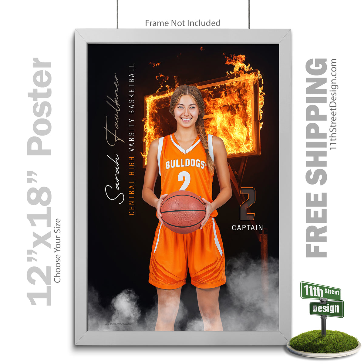 Custom Sports Poster - Up In Flames Basketball