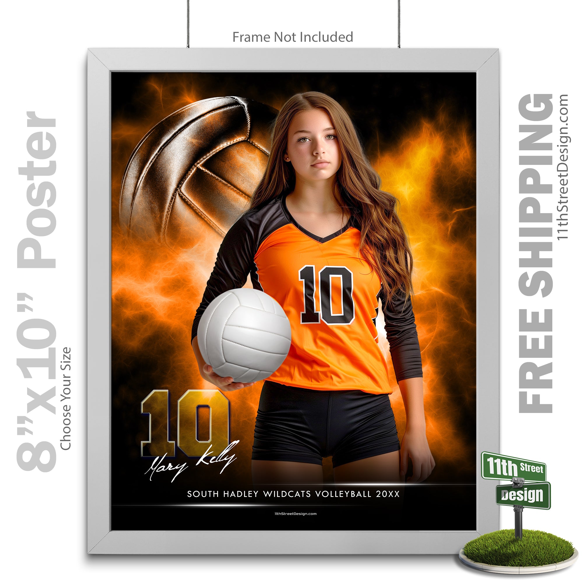 Exploding Volleyballs 11th Street Design | Custom Sports Poster | Electric Explosion Volleyball