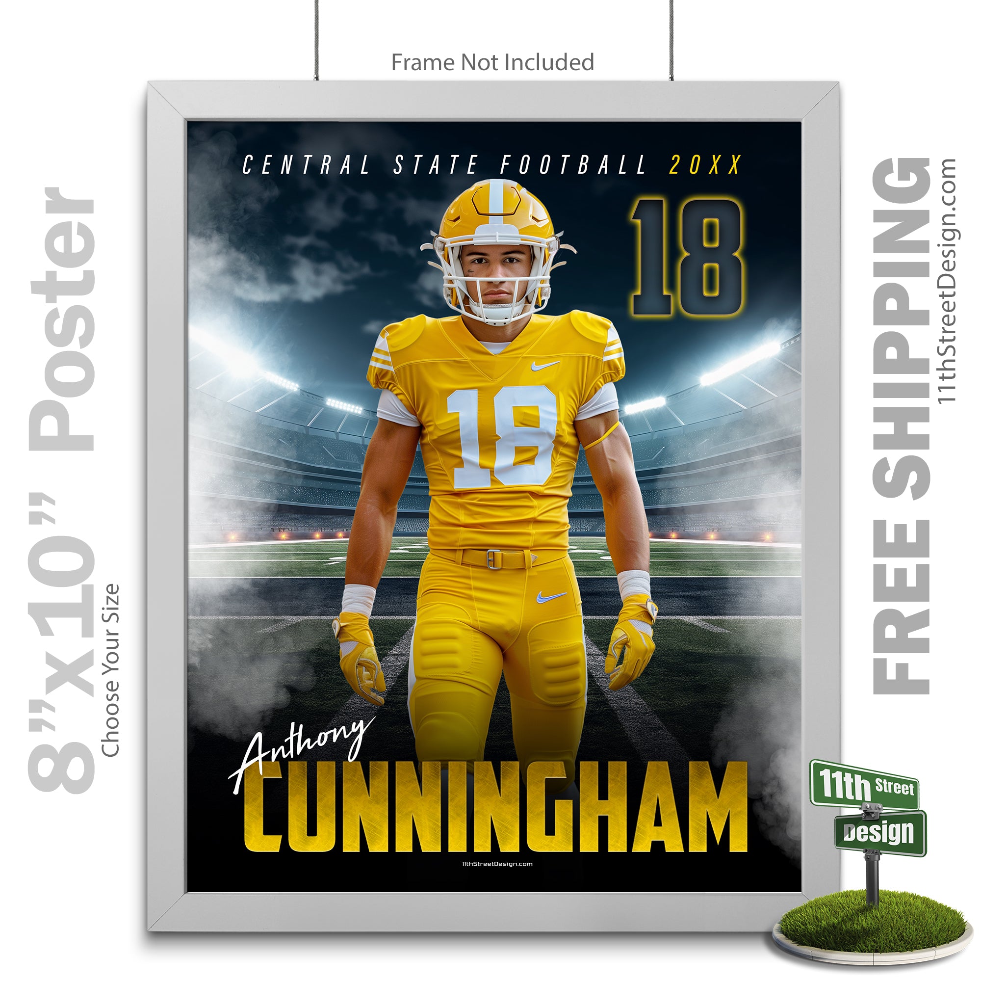 11th Street Design | Custom Sports Poster | Spots Legends Football