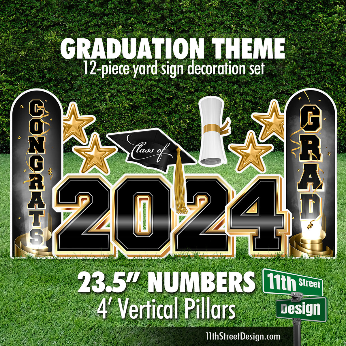 Class of 2024 Graduation Lawn Decorations, Grad Party Yard Card Signs