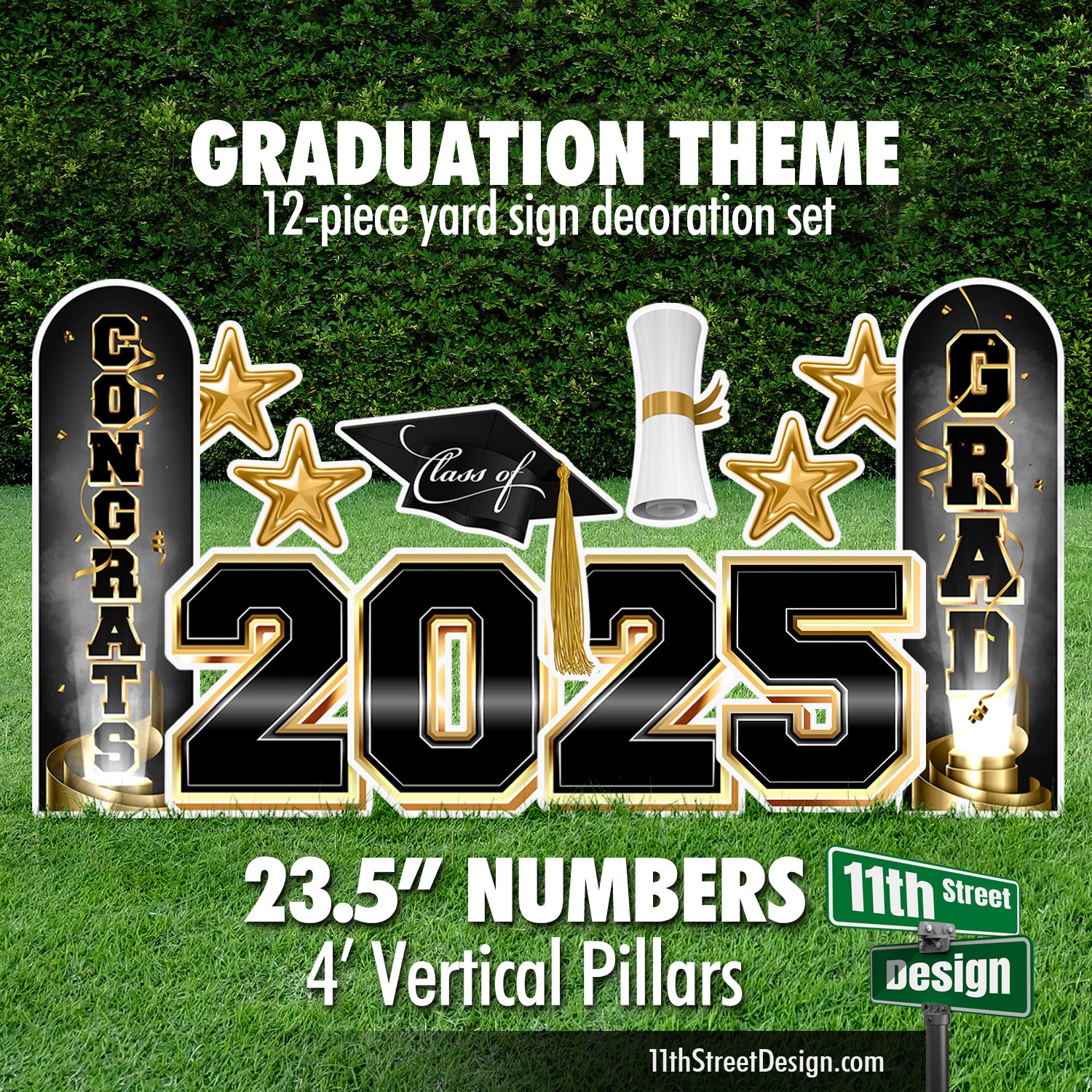 11th Street Design | Yard Cards | Class of 2025 Graduation Set, Grad Party Lawn Sign Decorations 11th Street Design | Yard Cards | Class of 2025 Graduation Set, Grad Party Lawn Sign Decorations