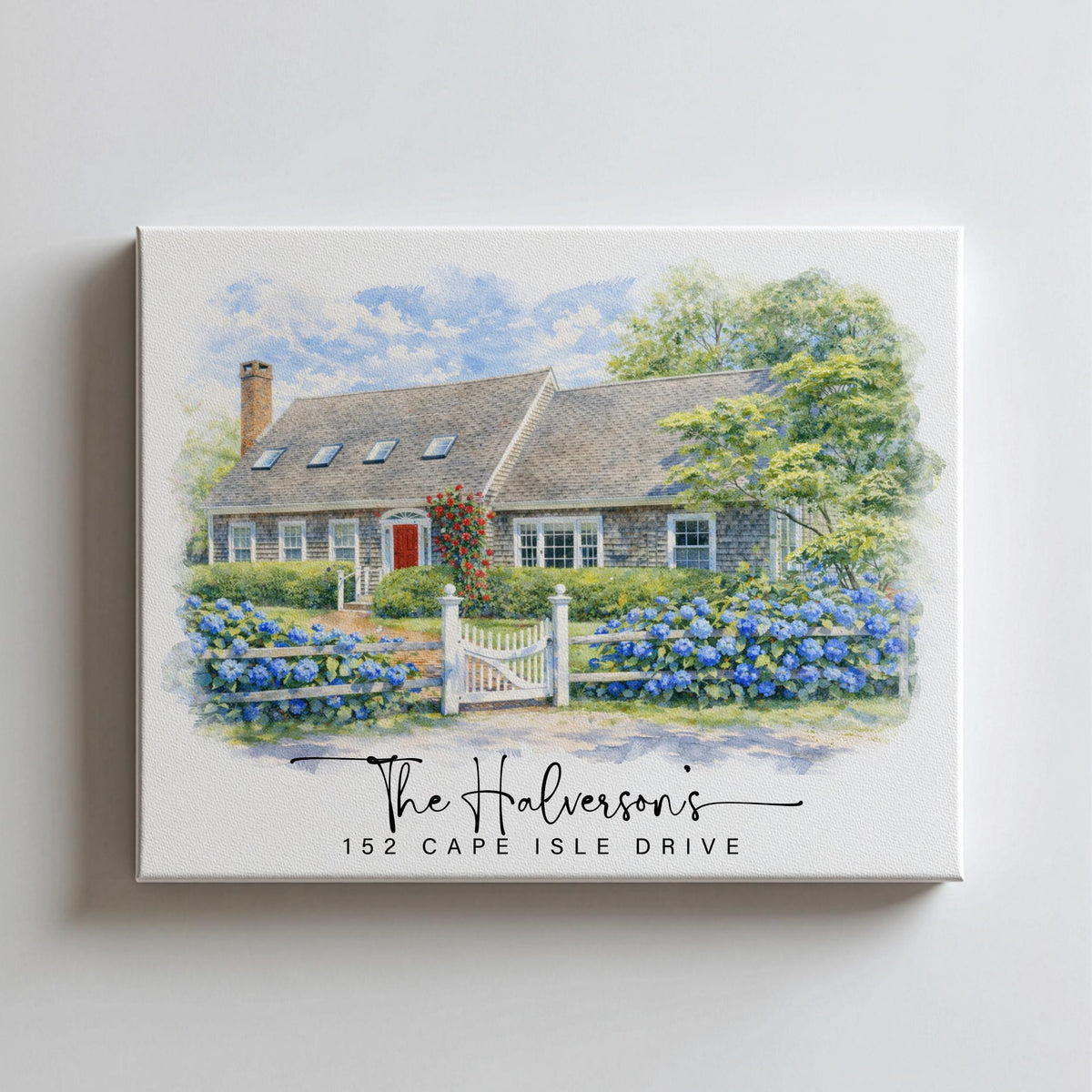 Custom Watercolor Home Portrait Canvas