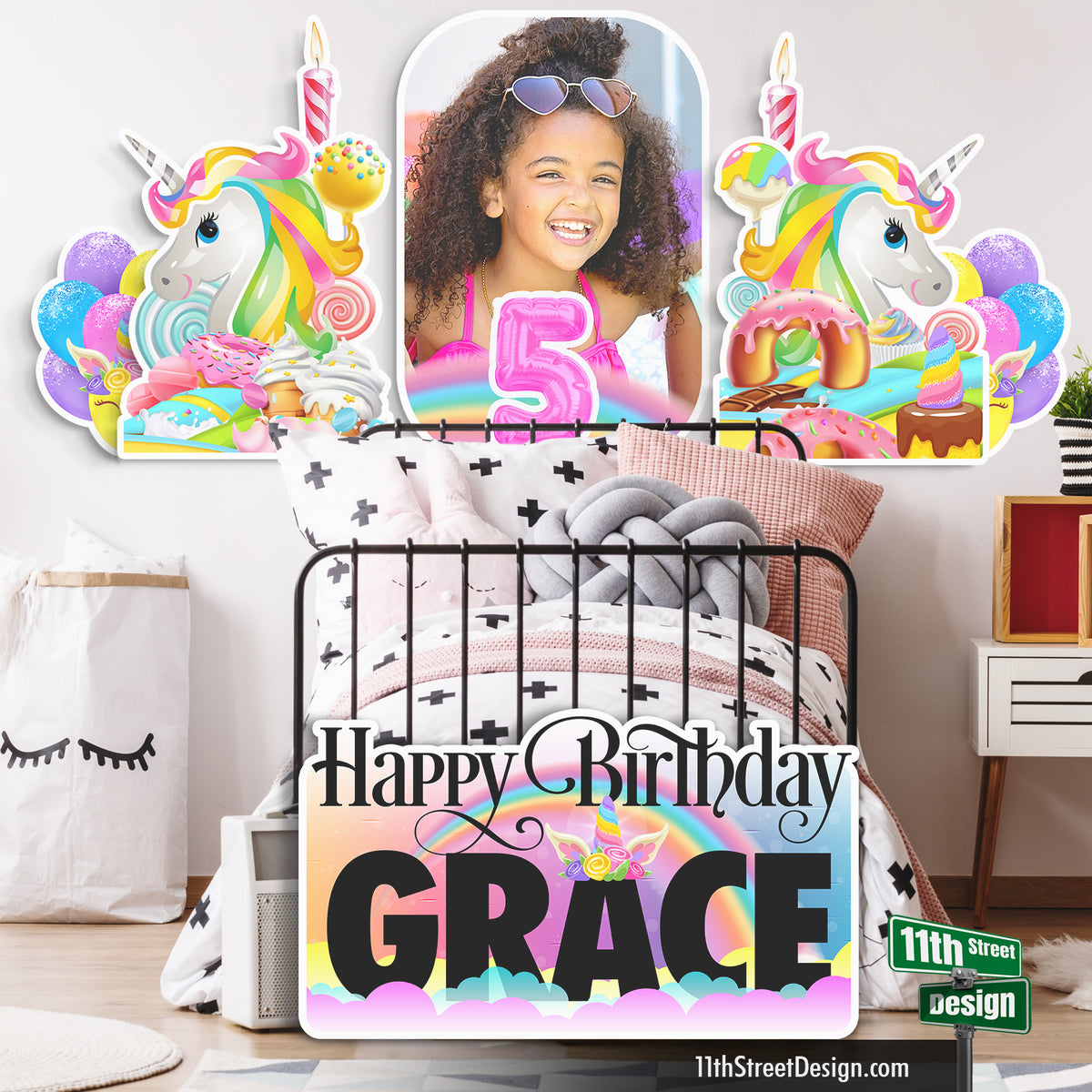 Personalized Unicorn Birthday Photo Lawn Signs, The Perfect Yard Decor For Your Party, Weatherproof for outside displays