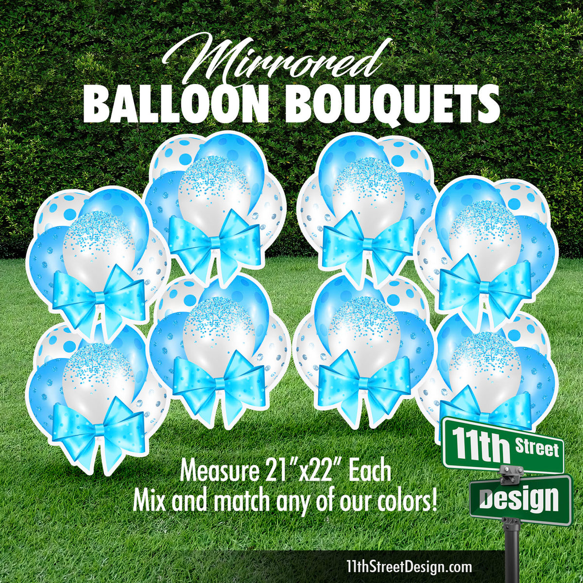 Baby Blue Mini Mirrored Balloon Bouquets Set