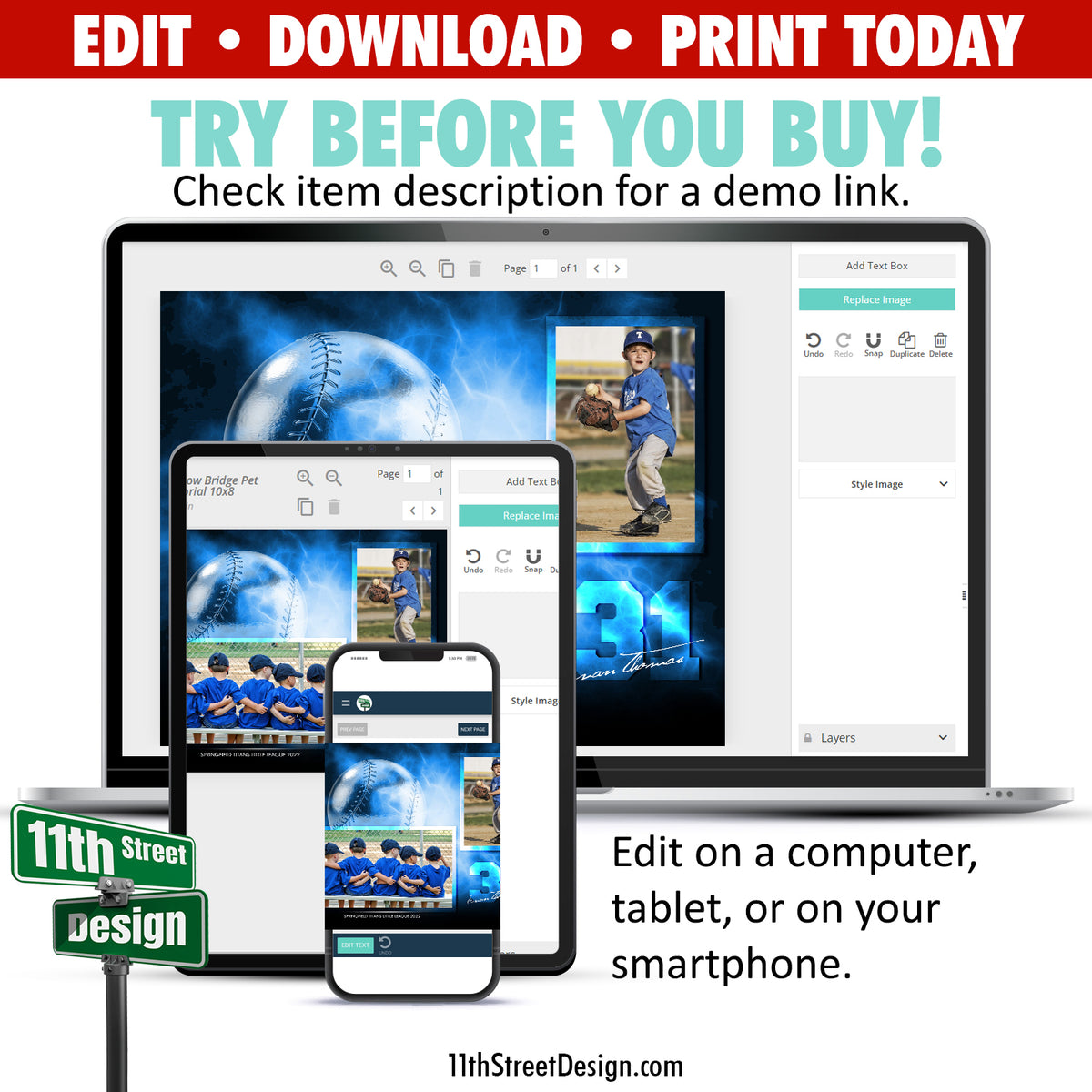 Baseball Memory Mates • Online Editable 8x10 Sport Team Photo Template • Print Today • Digital Download • DIY Printable • Electric Explosion