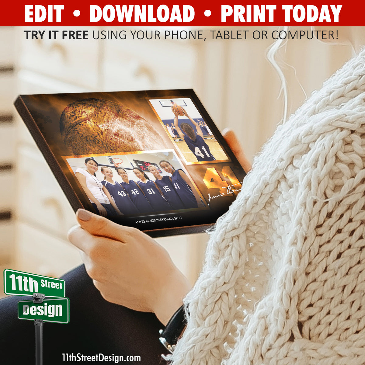 Basketball Memory Mates • Online Editable 8x10 Sport Team Photo Template • Print Today • Digital Download • DIY Printable • Electric Explosion
