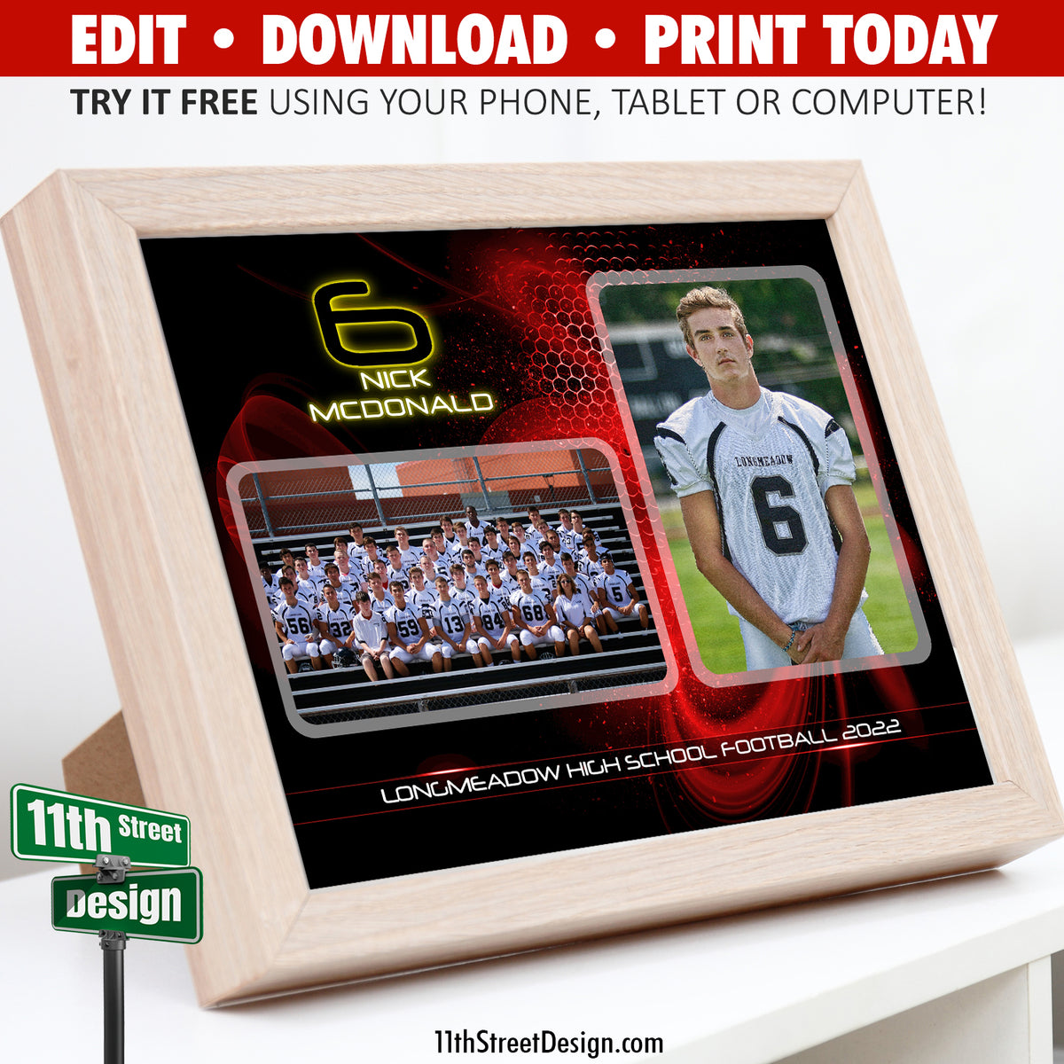 Sports Memory Mates • Online Editable 8x10 Sports Team Photo Template • Print Today! • Digital Download • DIY Printable • Screen Play