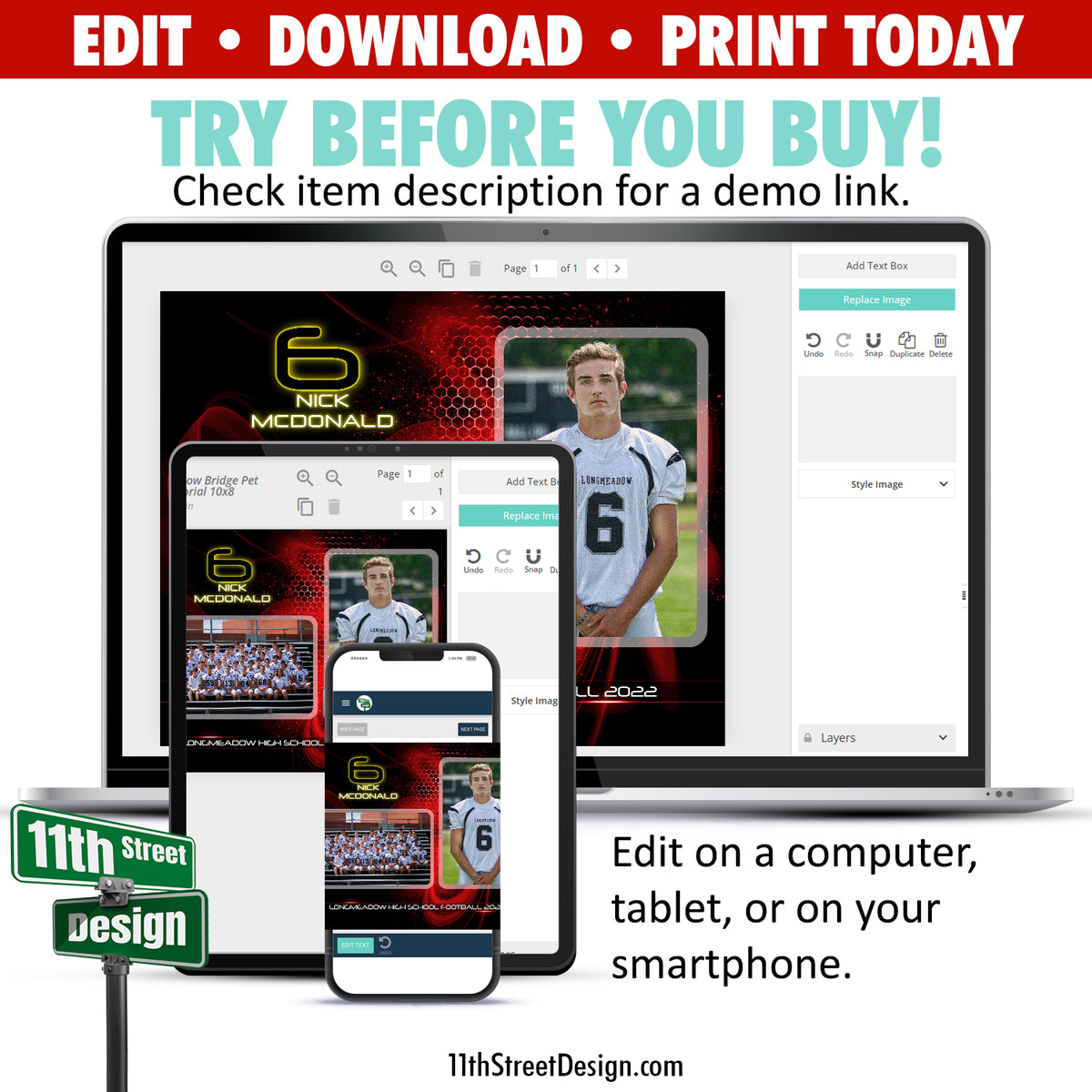 Sports Memory Mates • Online Editable 8x10 Sports Team Photo Template • Print Today! • Digital Download • DIY Printable • Screen Play