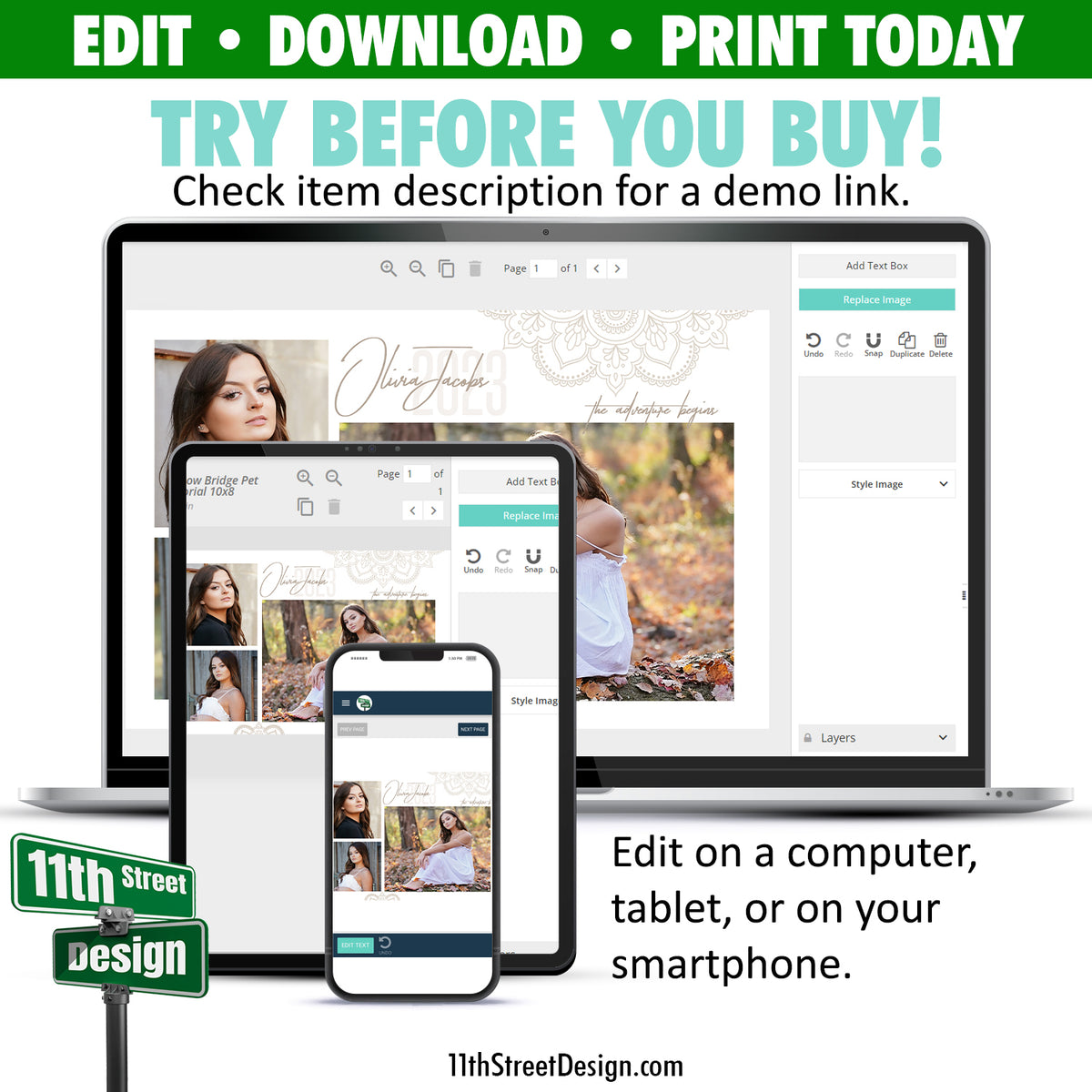 Instant Yearbook Ads • Edit Now Print Today! • Program Recognition Ad Template • Edit Online • Digital Download • Adventure Begins