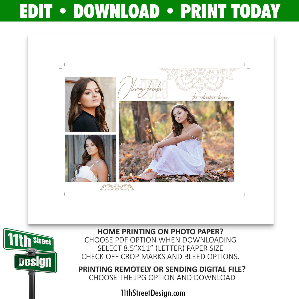Instant Yearbook Ads • Edit Now Print Today! • Program Recognition Ad Template • Edit Online • Digital Download • Adventure Begins