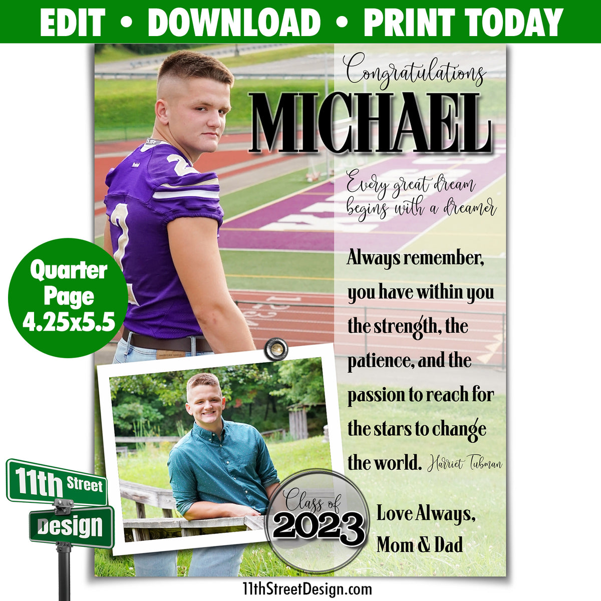 Instant Yearbook Ads • Edit Now Print Today! • Sports Program Recognition Ad Template • Edit Online • Digital Download • Hot Shots