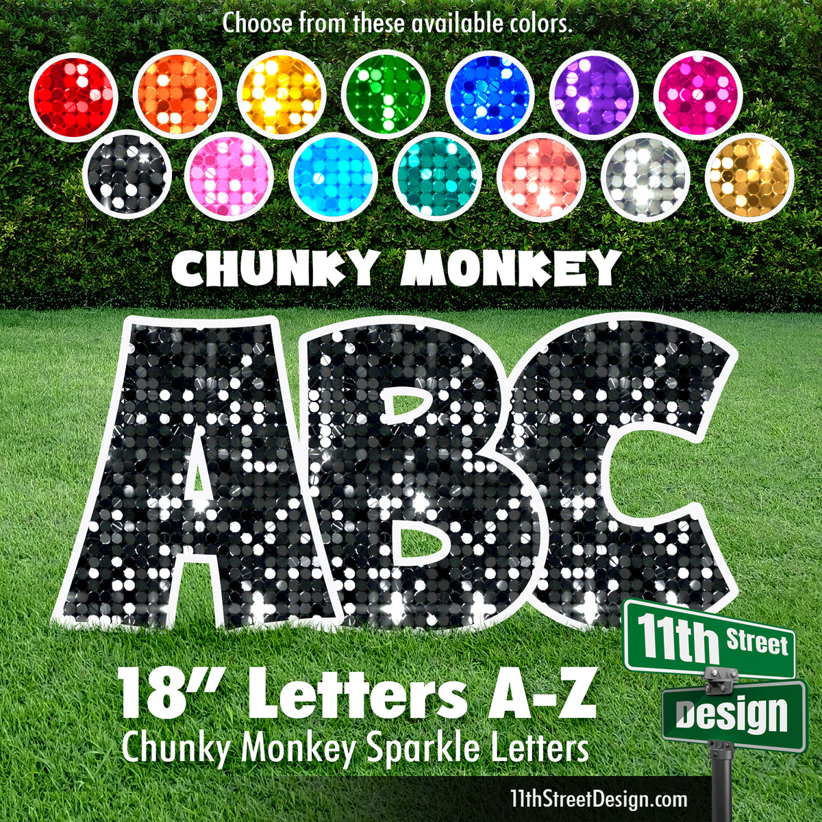 Sparkle 18&quot; Chunky Monkey 26 Letter Alphabet Yard Card Set Includes Letters A-Z