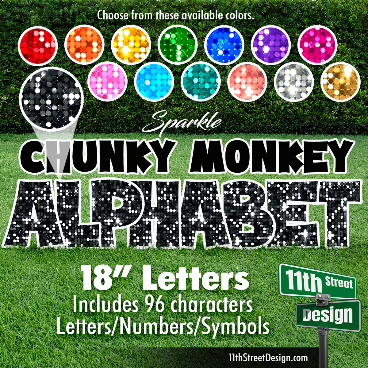 Sparkle 18&quot; Chunky Monkey Full Alphabet Yard Card Set Includes Letters, Numbers &amp; Symbols