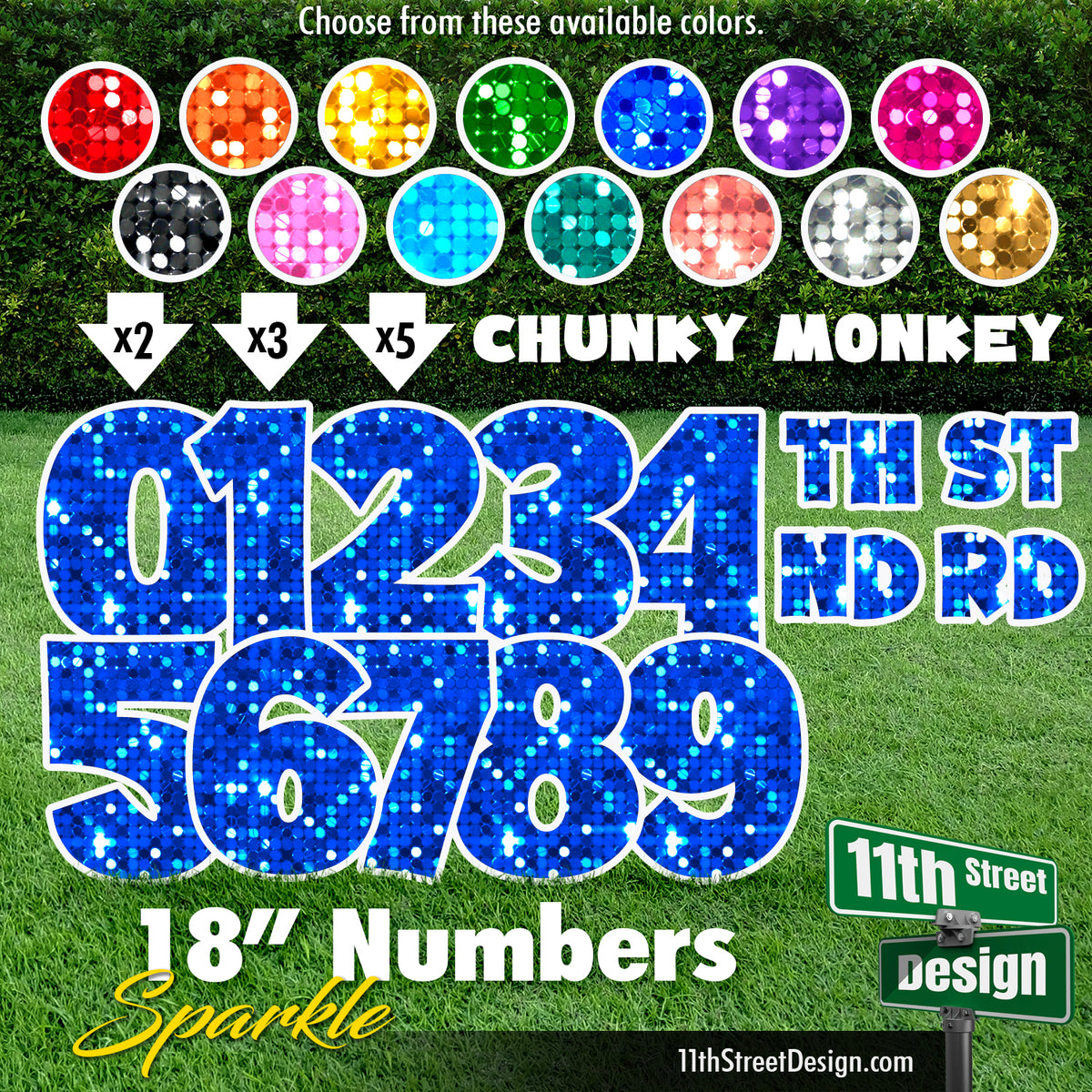 Sparkle 18&quot; Chunky Monkey Numbers Yard Card Set