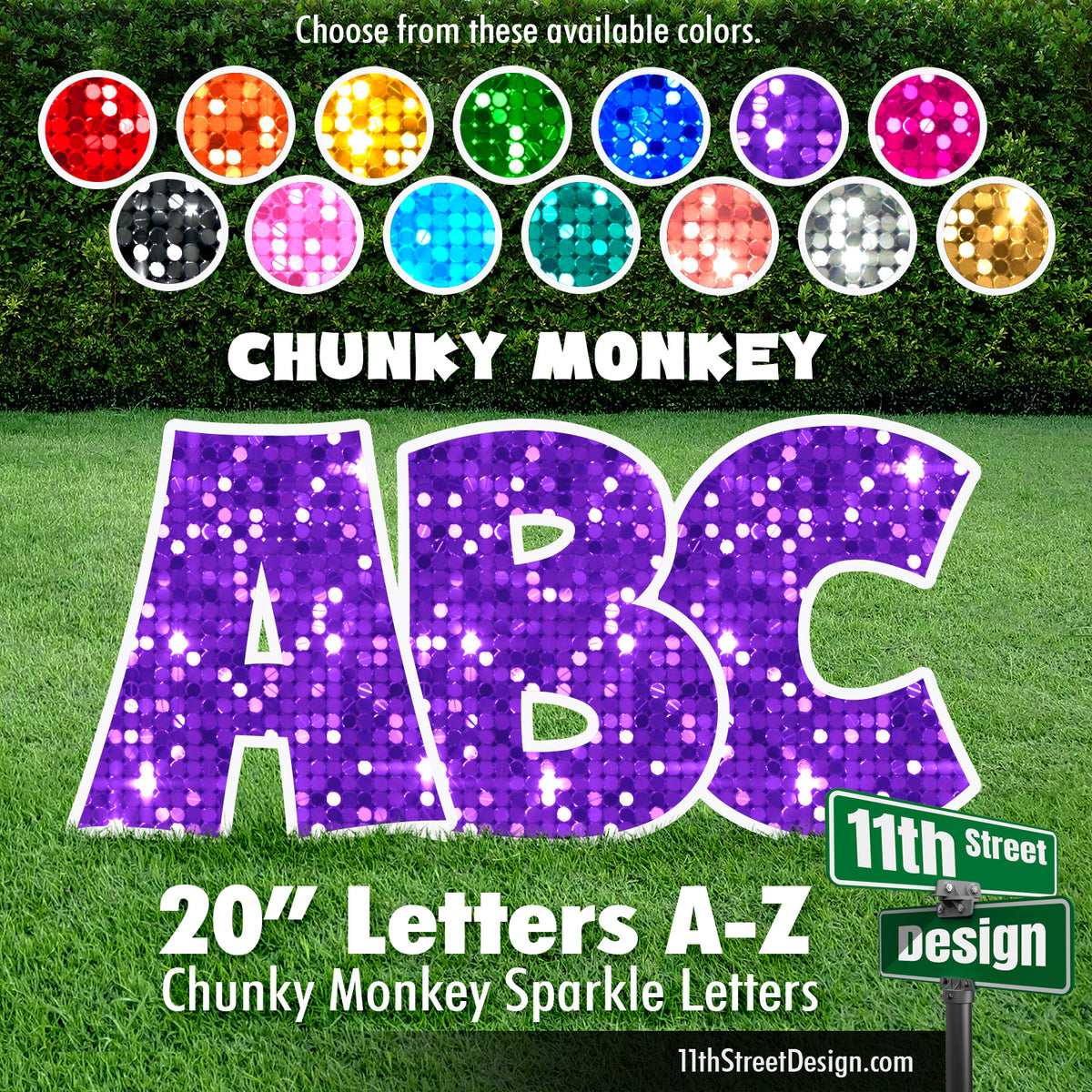 Sparkle 20&quot; Chunky Monkey 26 Letter Alphabet Yard Card Set Includes Letters A-Z