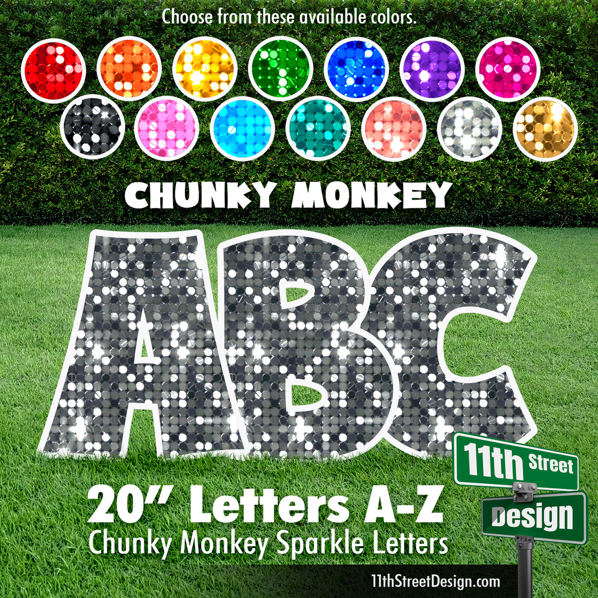 Sparkle 20&quot; Chunky Monkey 26 Letter Alphabet Yard Card Set Includes Letters A-Z