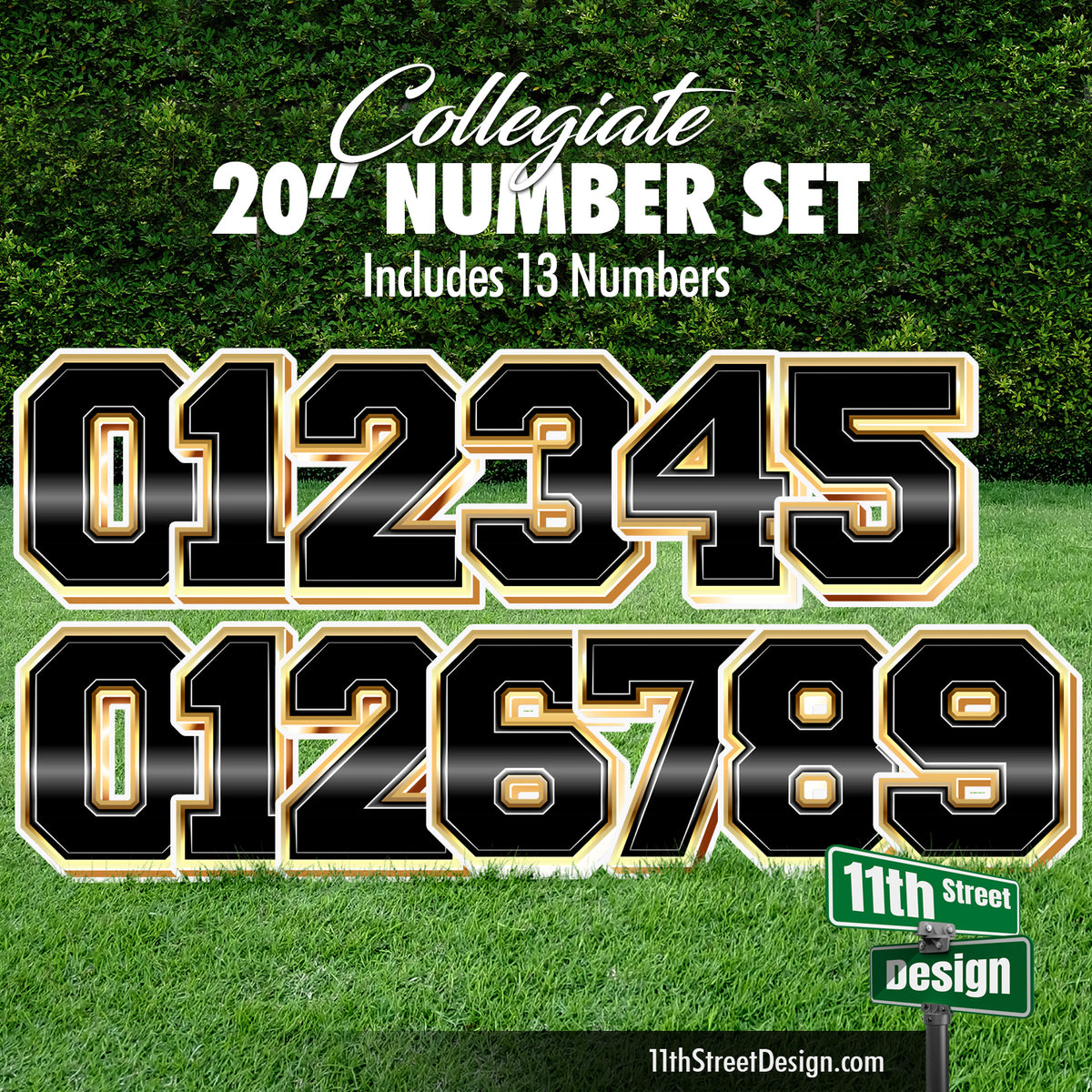 20 Inch Collegiate Number Set 0-9 - Yard Card Lawn Signs