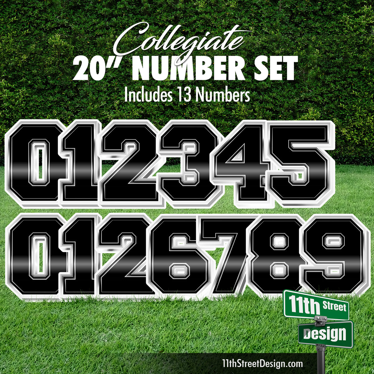 20 Inch Collegiate Number Set 0-9 - Yard Card Lawn Signs