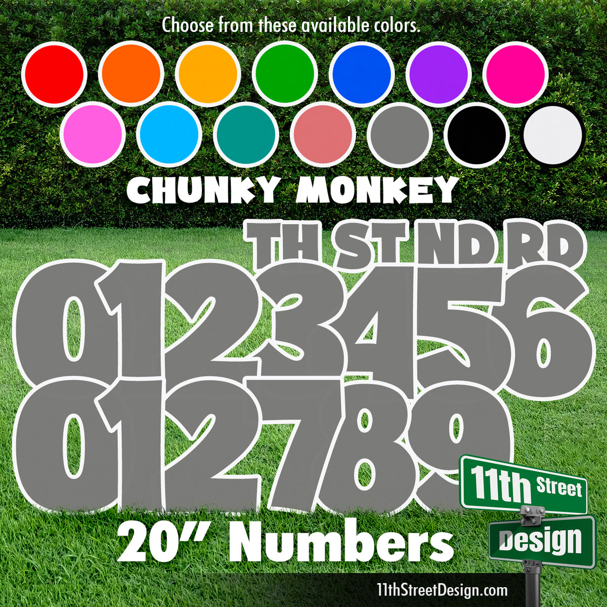 Solid Color 20&quot; Chunky Monkey Numbers Yard Card Set