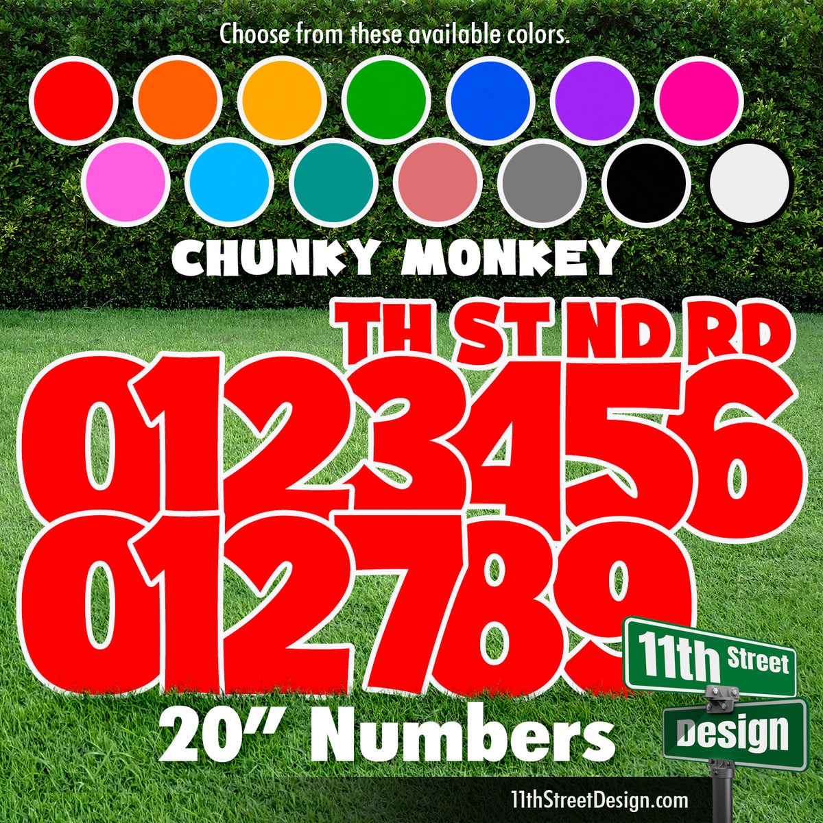 Solid Color 20&quot; Chunky Monkey Numbers Yard Card Set