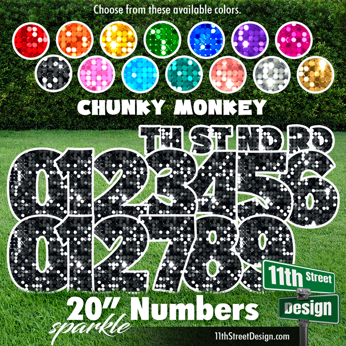 Sparkle 20&quot; Chunky Monkey Numbers Yard Card Set