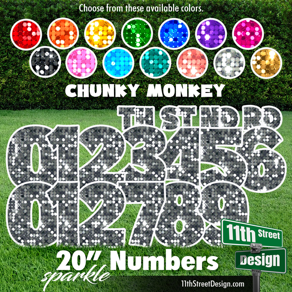 Sparkle 20&quot; Chunky Monkey Numbers Yard Card Set