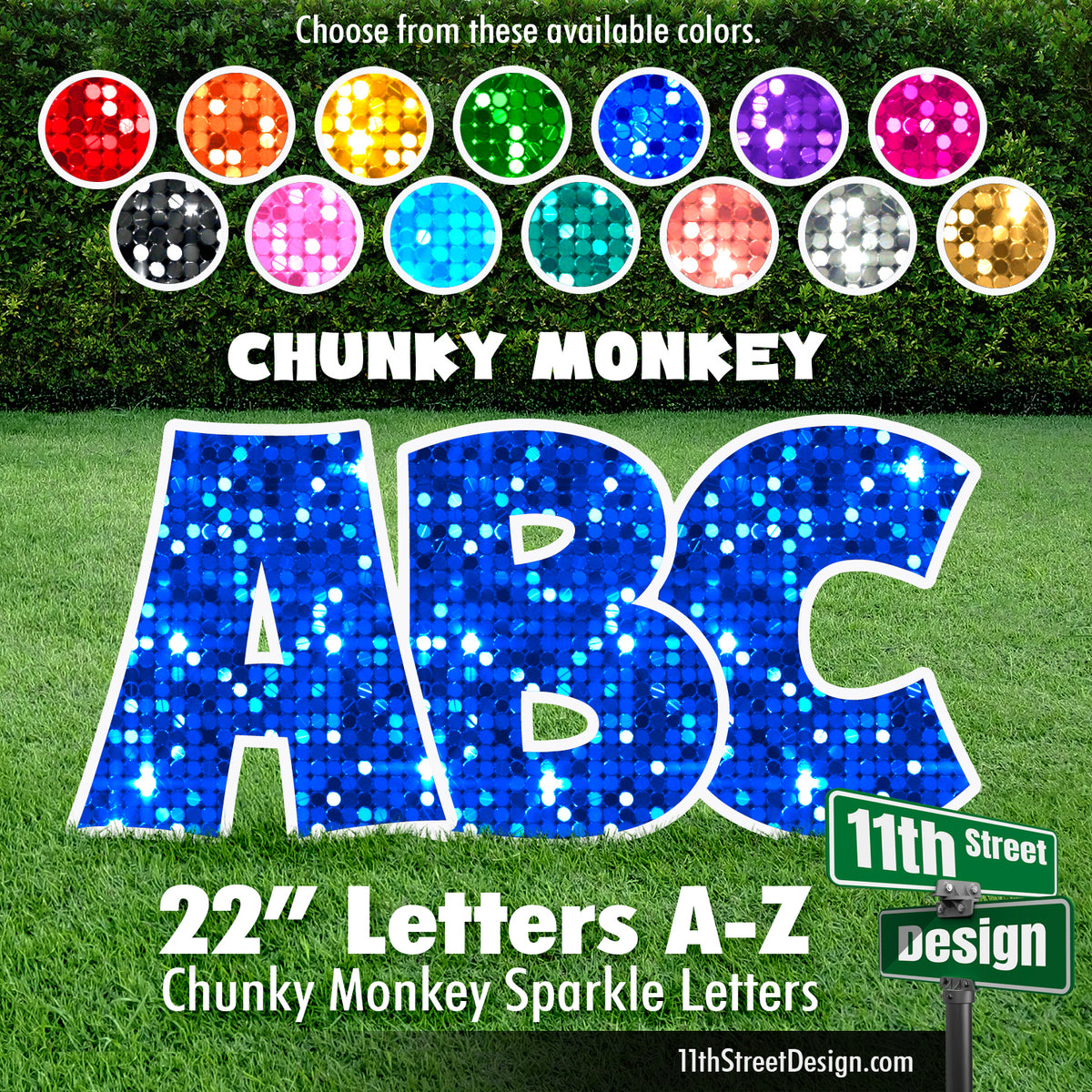 Sparkle 22&quot; Chunky Monkey 26 Letter Alphabet Yard Card Set Includes Letters A-Z