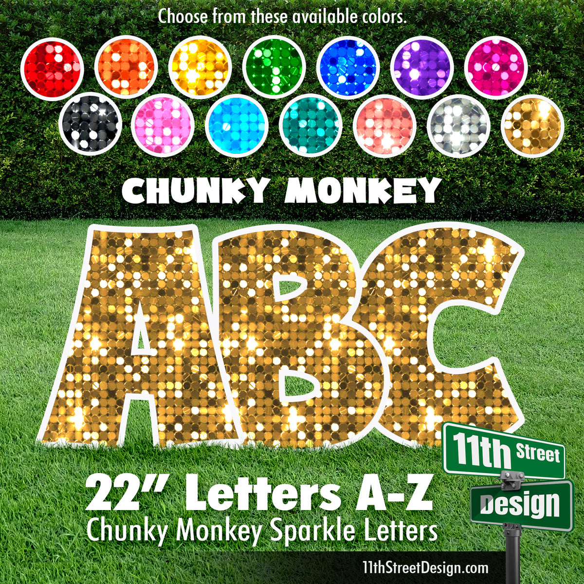 Sparkle 22&quot; Chunky Monkey 26 Letter Alphabet Yard Card Set Includes Letters A-Z