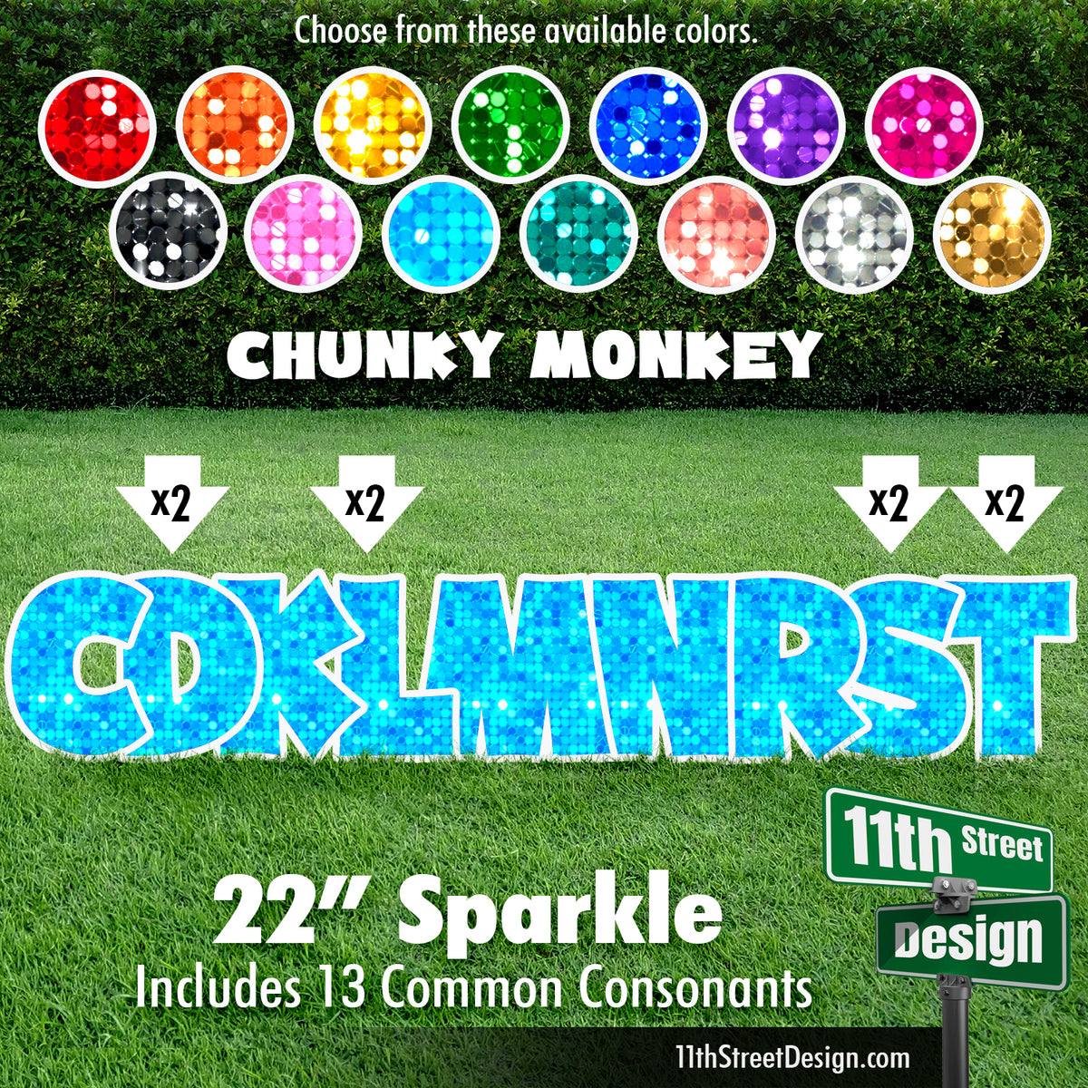 Sparkle 22&quot; Chunky Monkey Yard Card Set Includes 13 Common Consonants