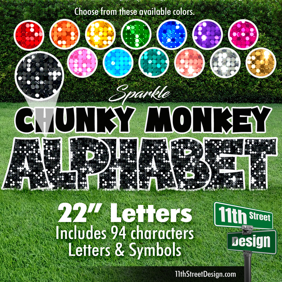 Sparkle 22&quot; Chunky Monkey Full Alphabet Yard Card Set Includes Letters &amp; Symbols