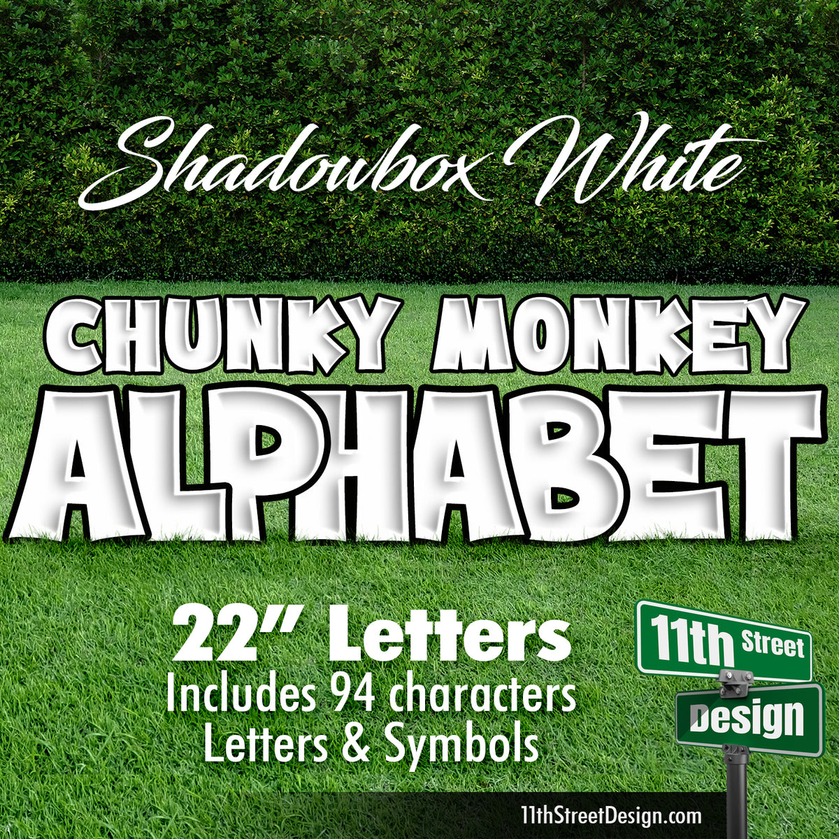 Shadowbox White 22&quot; Chunky Monkey Full Alphabet Yard Card Set Includes Letters &amp; Symbols