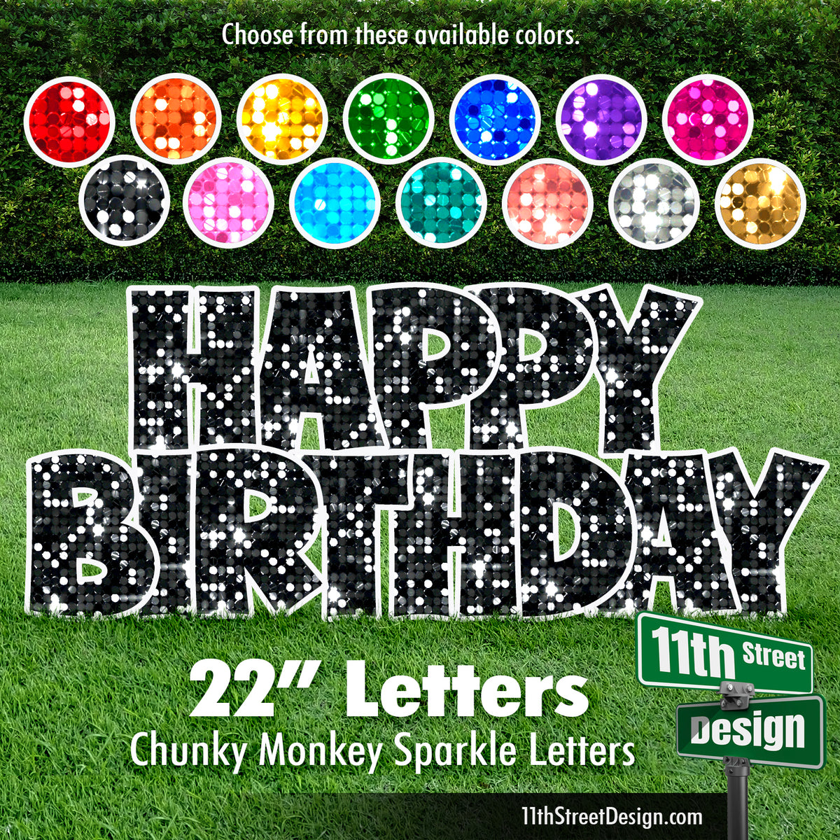 Sparkle Colors 22&quot; Chunky Monkey Happy Birthday Yard Card Set