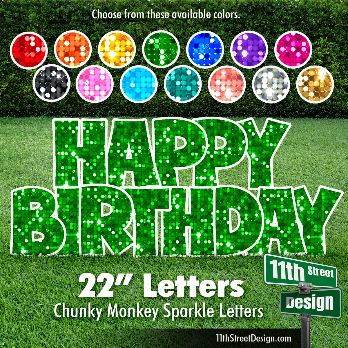 Sparkle Colors 22&quot; Chunky Monkey Happy Birthday Yard Card Set