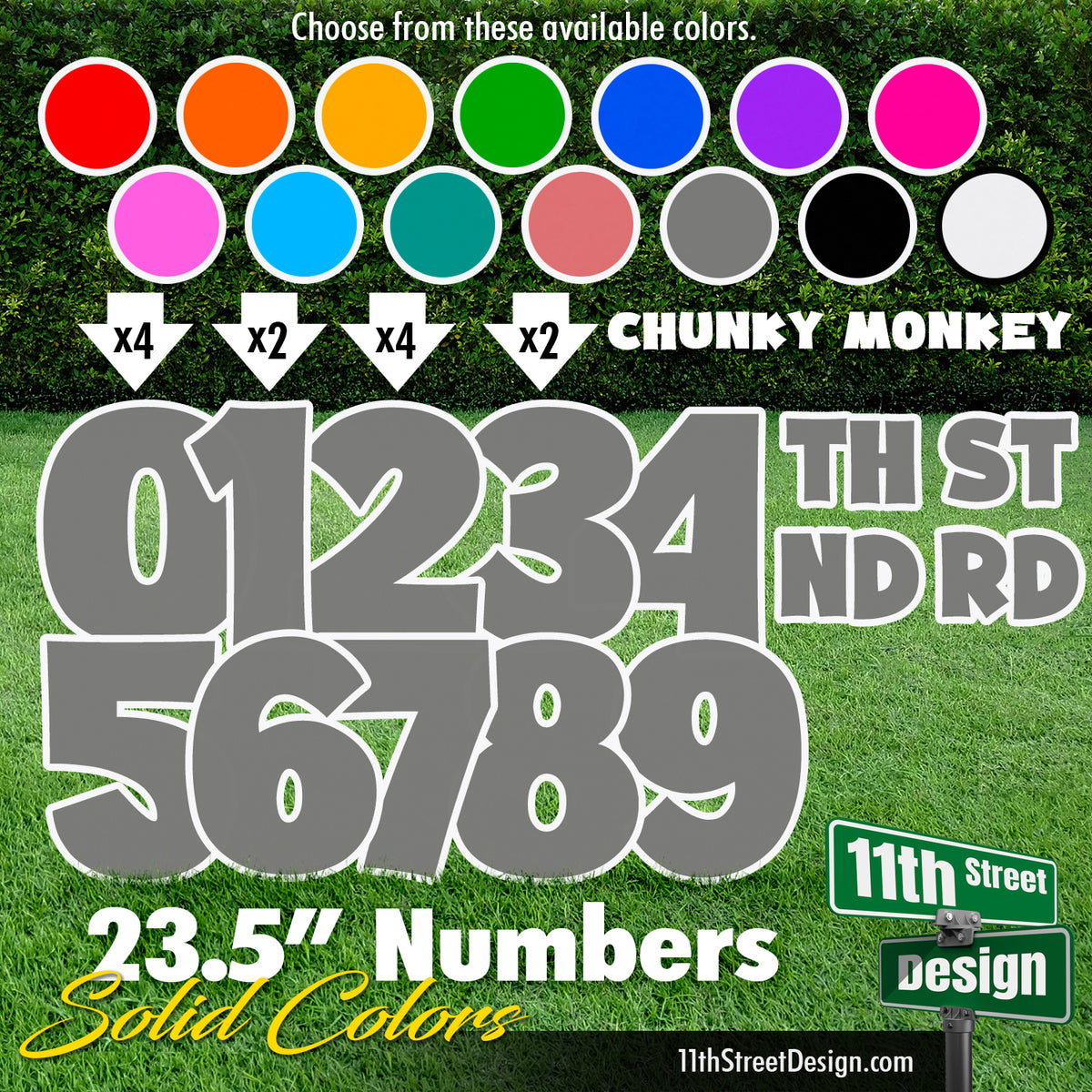 Solid Color 23.5&quot; Chunky Monkey Numbers Yard Card Set